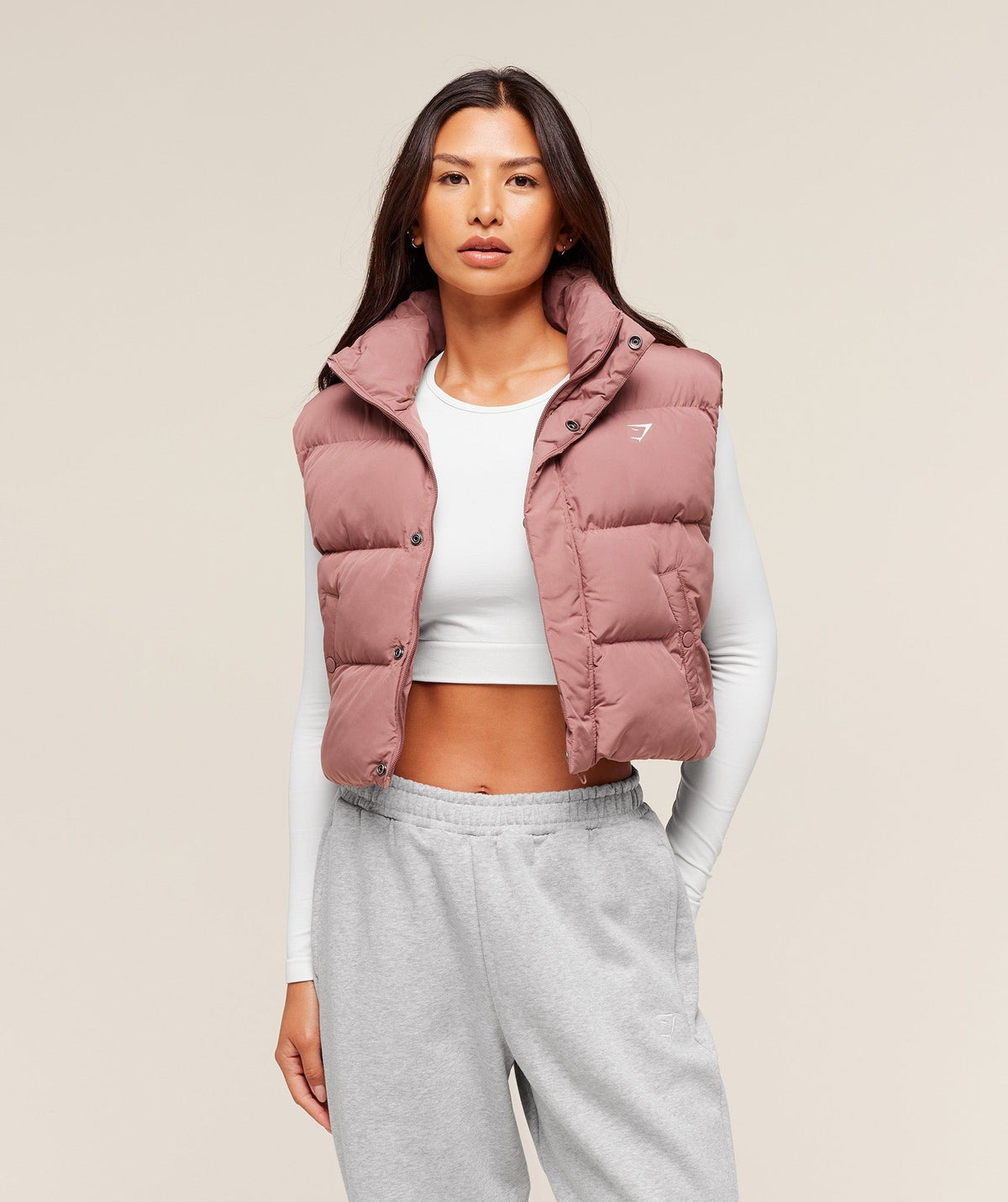 Gymshark Cropped Midi Gilet - Brick Brown