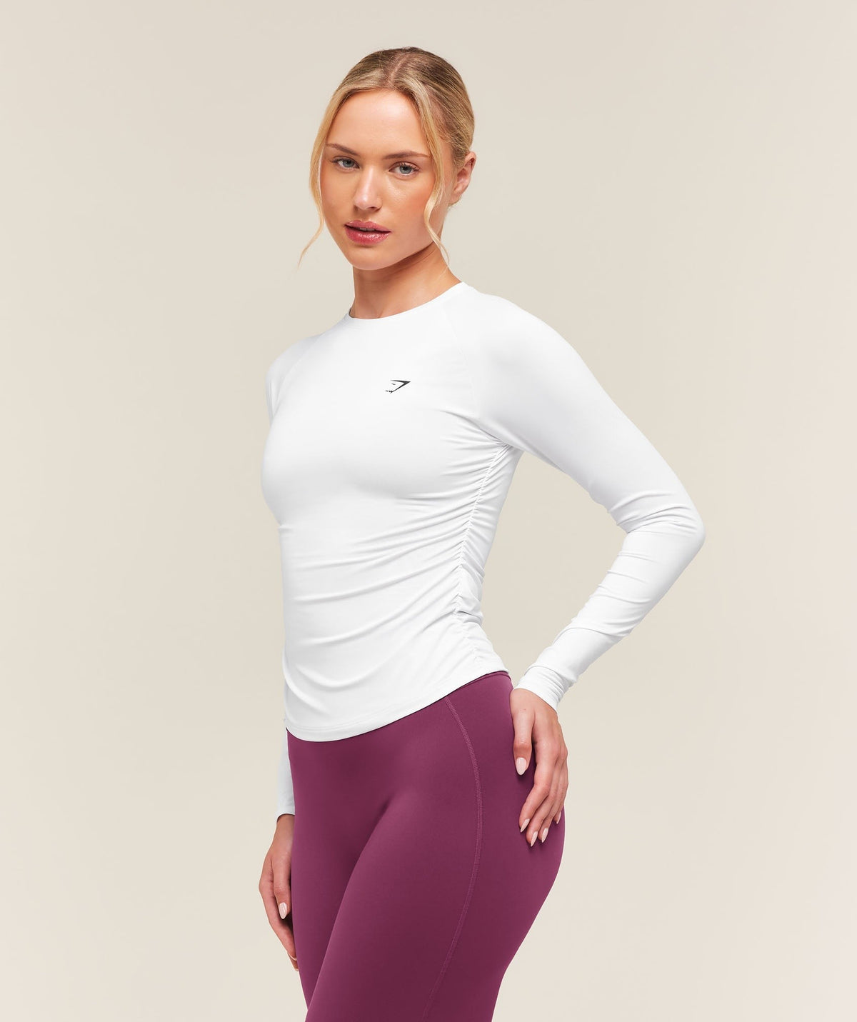 Gymshark Training Ruche Long Sleeve Top - White