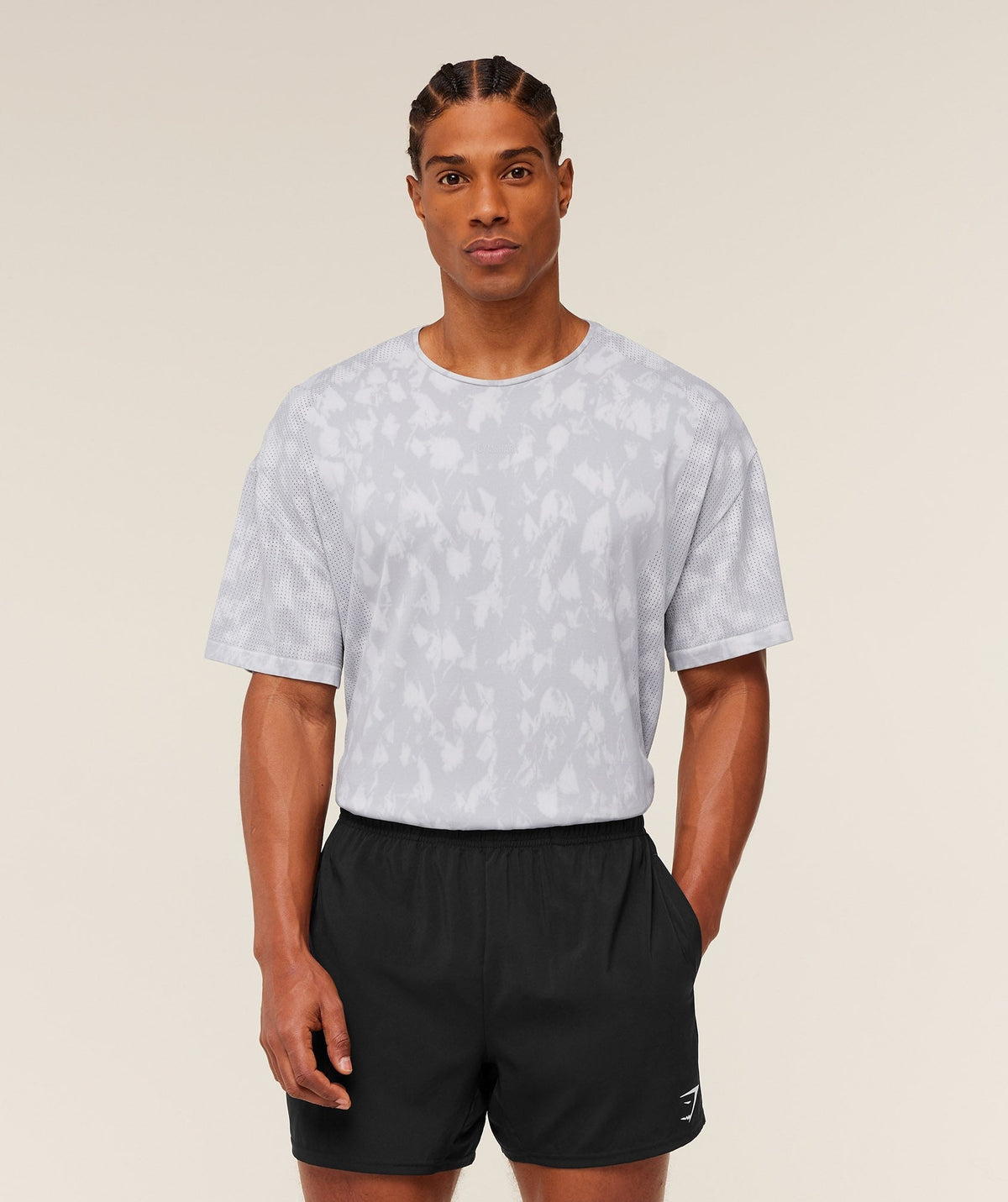 Gymshark Distance Seamless Tee - Light Grey/Acid Wash