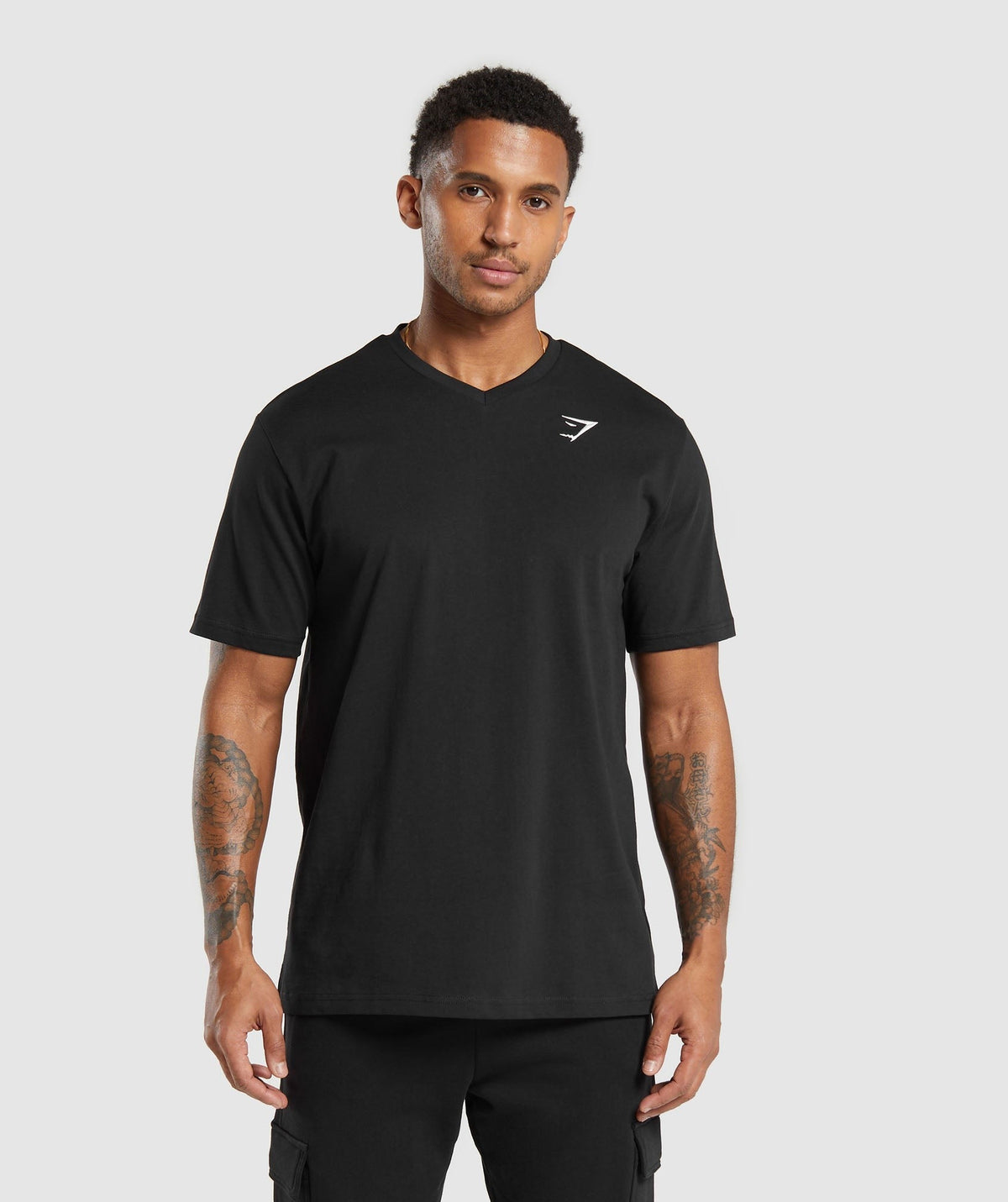 Gymshark Crest V-Neck Tee - Black