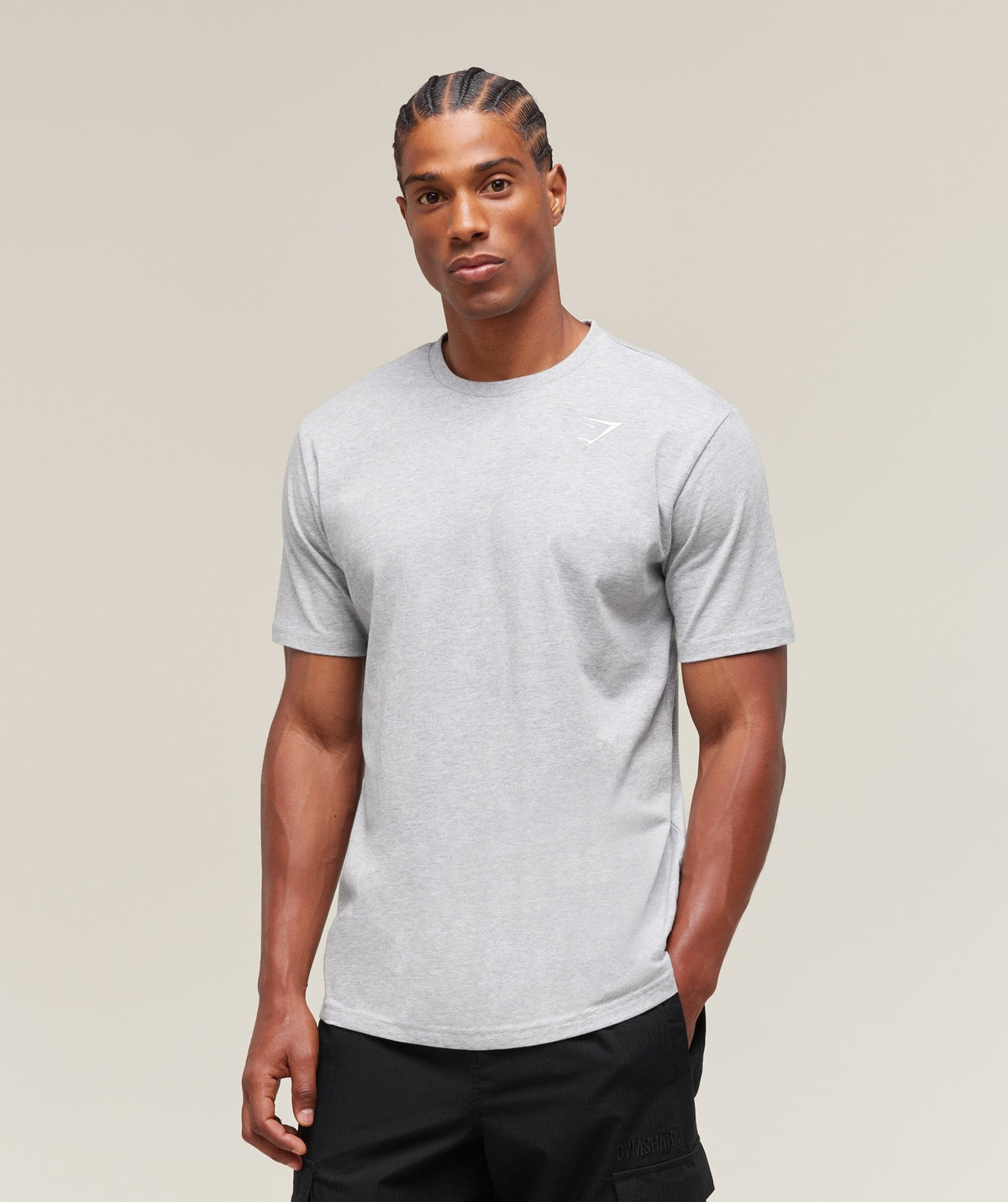 Gymshark Crest Tee - Light Grey Marl