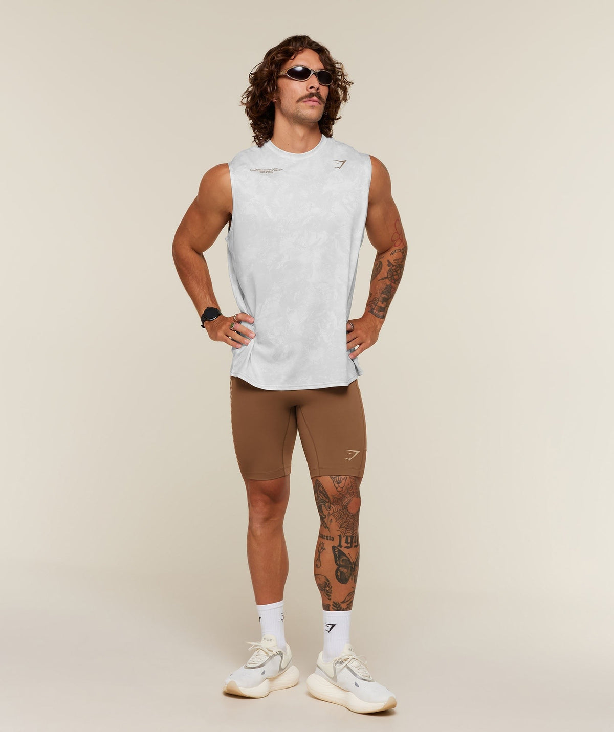 Gymshark Conditioning Club Half Tight - Trail Brown/Vanilla Beige