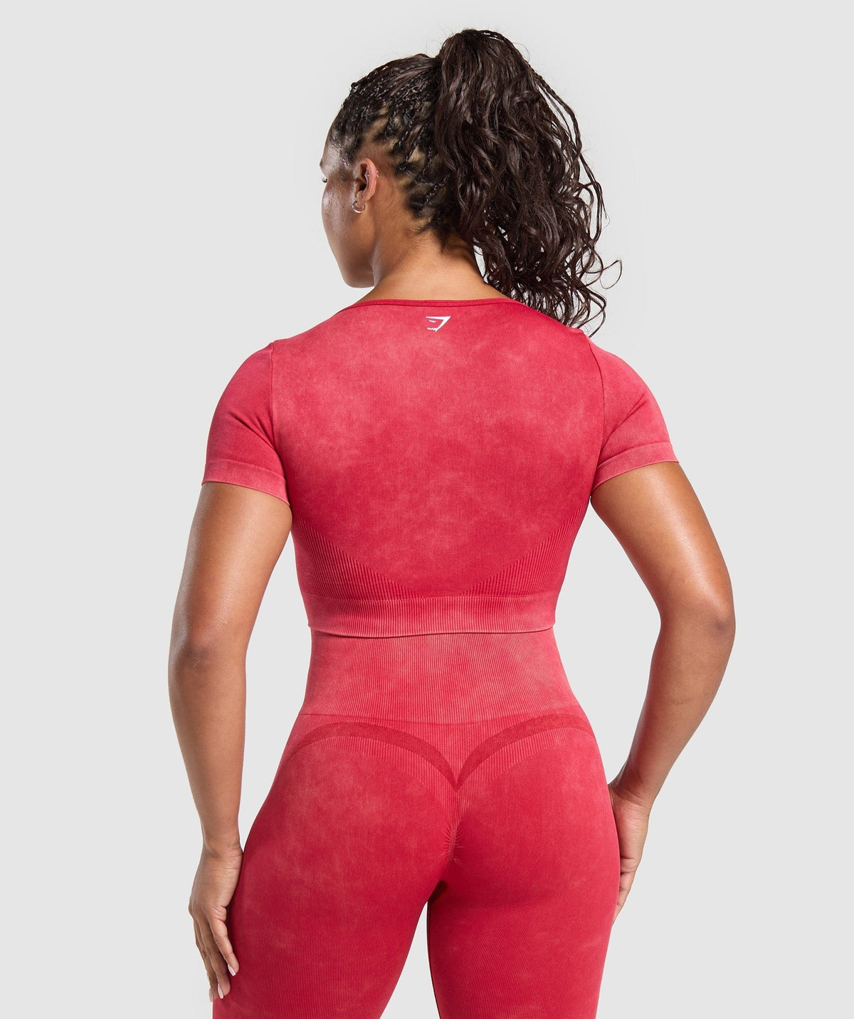 Gymshark Gains Seamless Washed Crop Top - Carmine Red/Wash
