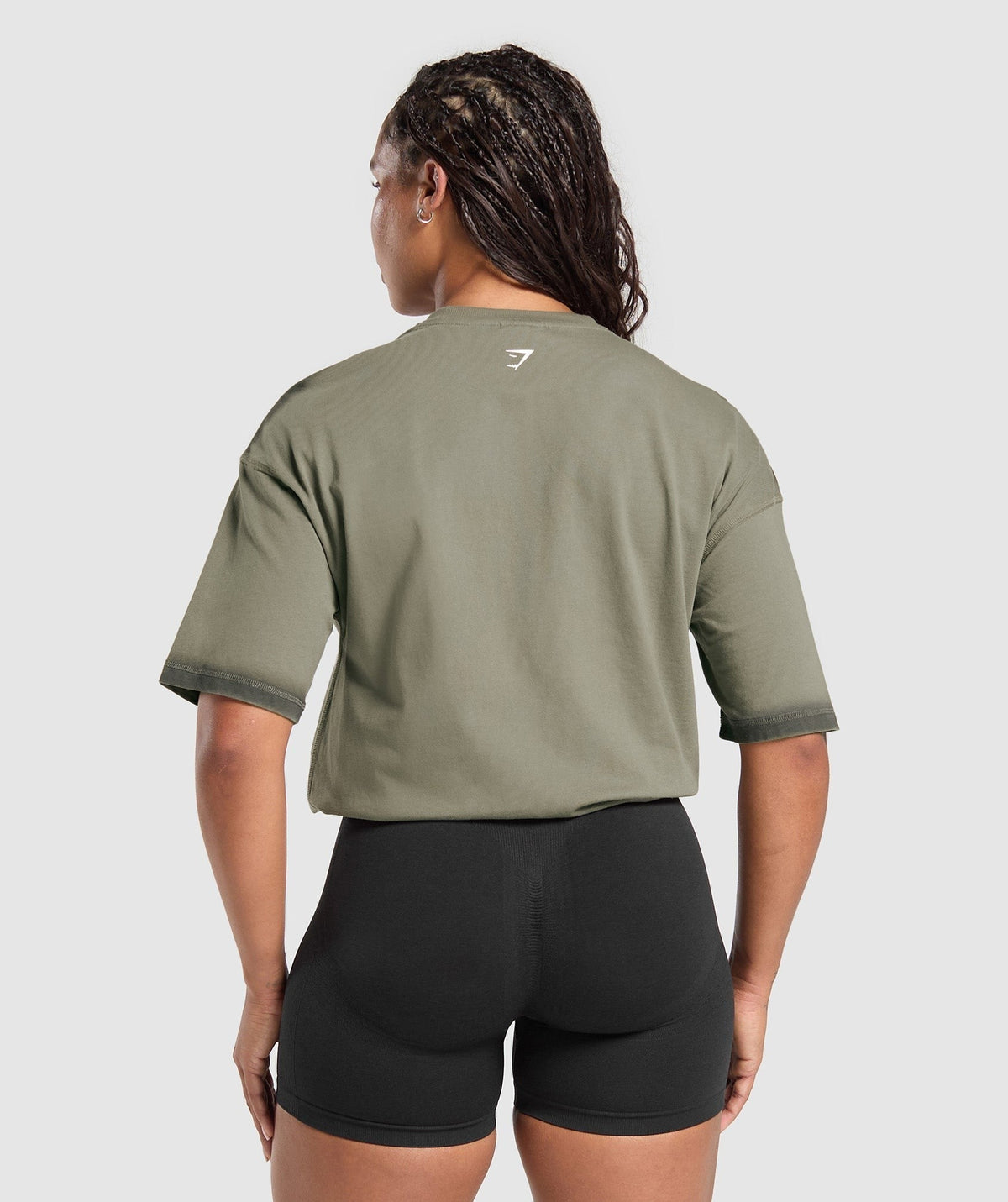 Gymshark Gains Washed Heavyweight Cotton Tee - Base Green/Strength Green/Spray Dye