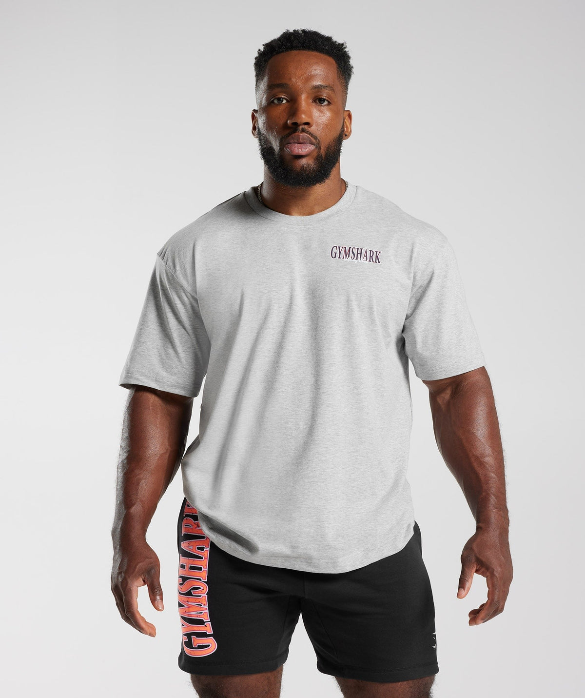 Gymshark Retrowave Oversized Tee - Light Grey Core Marl