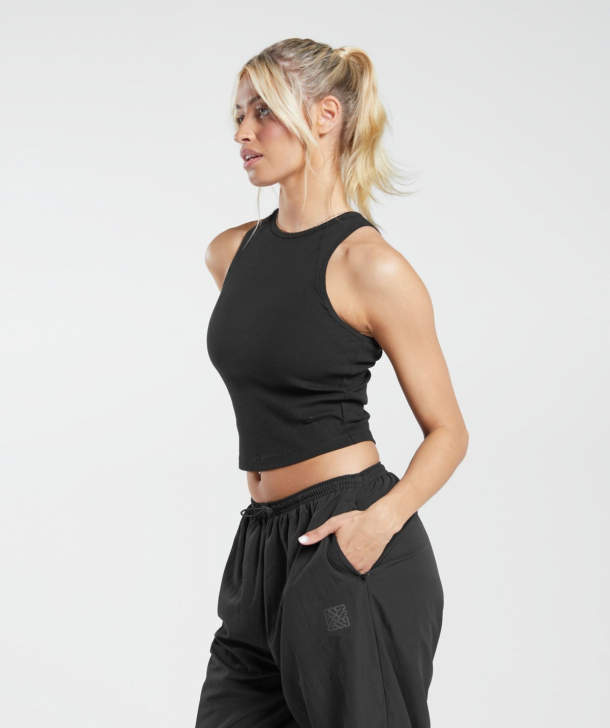 Gymshark Cotton Rib Midi Tank - Black