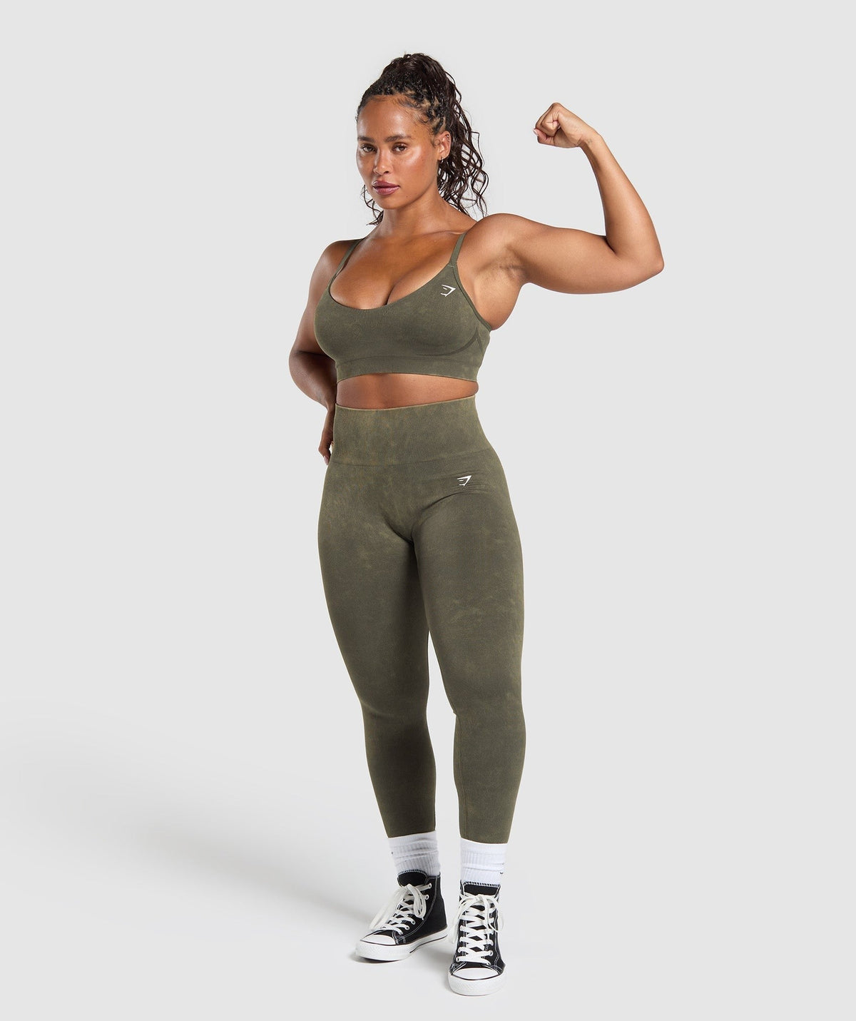 Gymshark Gains Seamless Washed Sports Bra - Strength Green/Wash