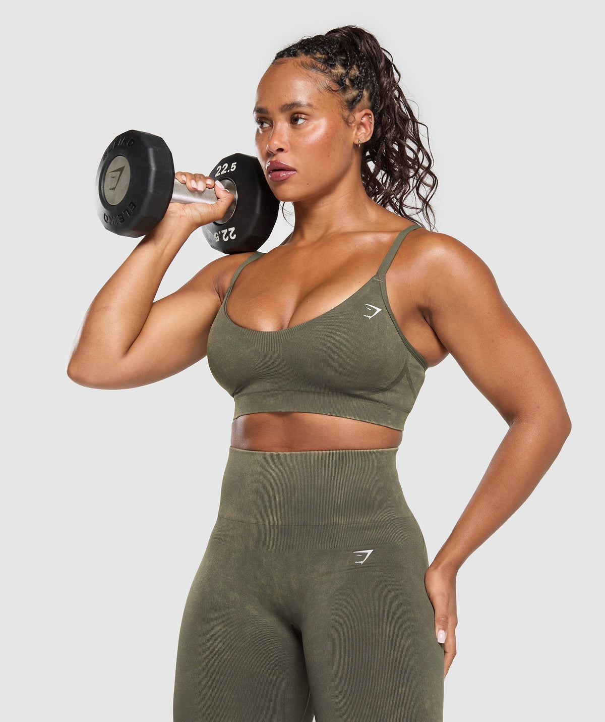 Gymshark Gains Seamless Washed Sports Bra - Strength Green/Wash