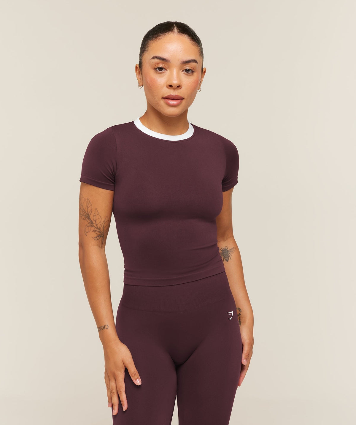 Gymshark Everyday Seamless Contrast Tee - Cherry Purple