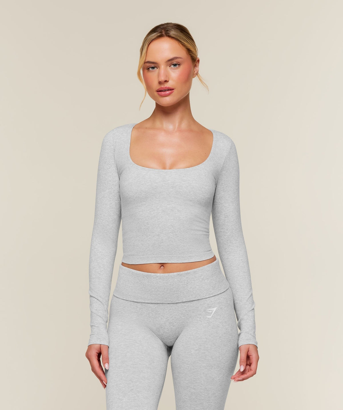 Gymshark CottonMoveTM Midi Long Sleeve Top - Soft Grey Marl