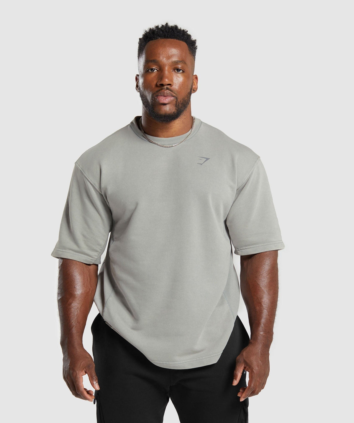 Gymshark Power Washed Short Sleeve Crew - Smokey Grey/Acid Wash Small Ball