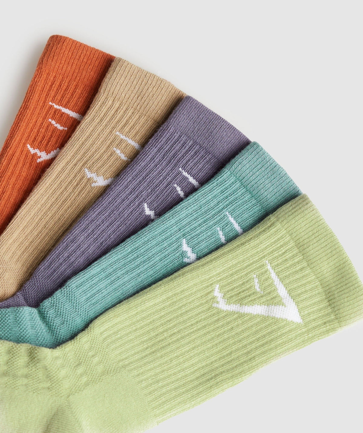 Gymshark Crew Socks 5pk - Rust Orange/Deep Fawn Brown/Dewberry Purple/Duck Egg Blue/Light Sage Green