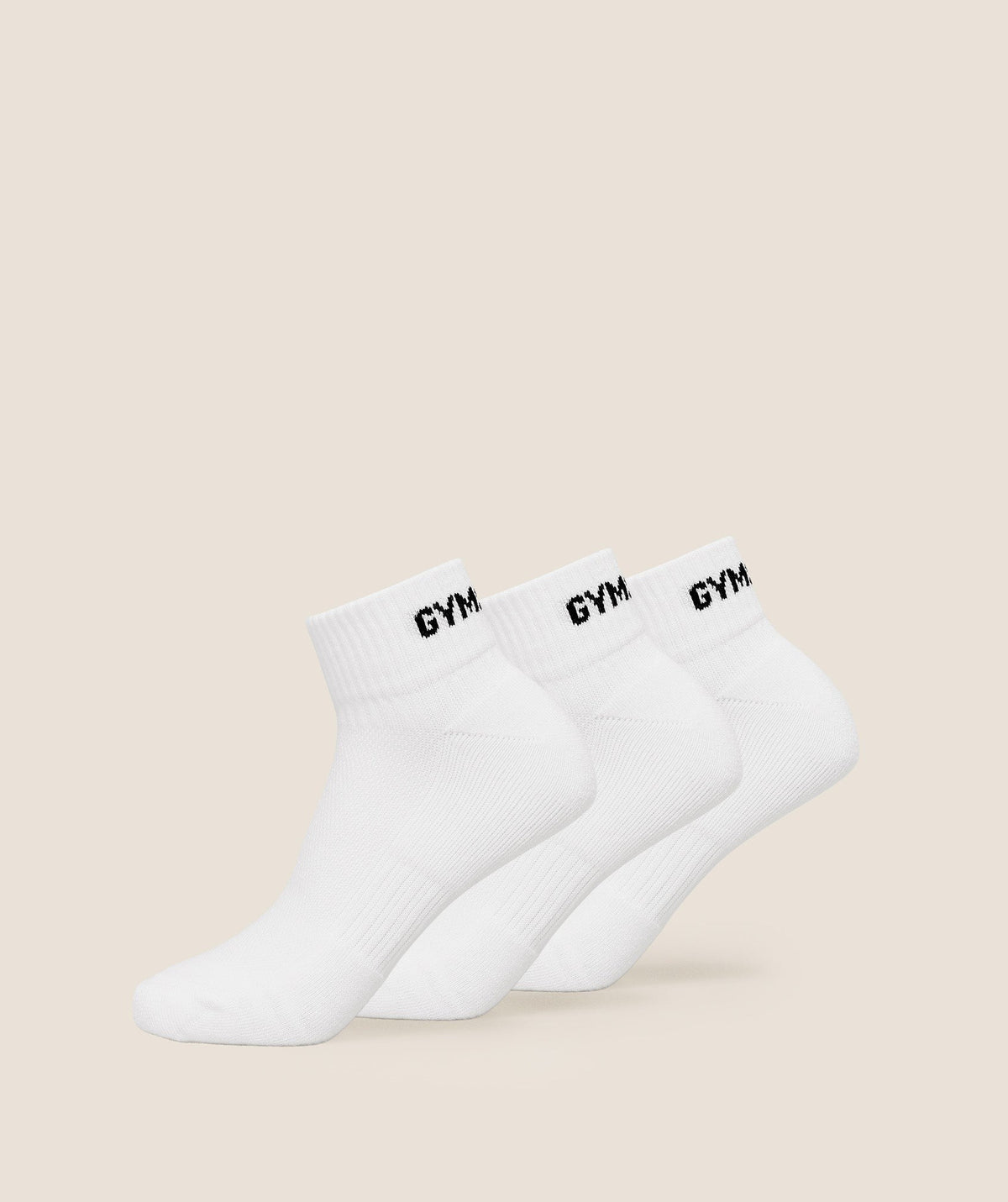 Gymshark GS Jacquard Quarter Socks 3pk - White