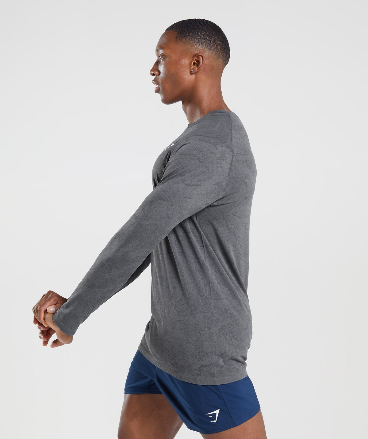 Gymshark Geo Seamless Long Sleeve Tee - Charcoal Grey/Black