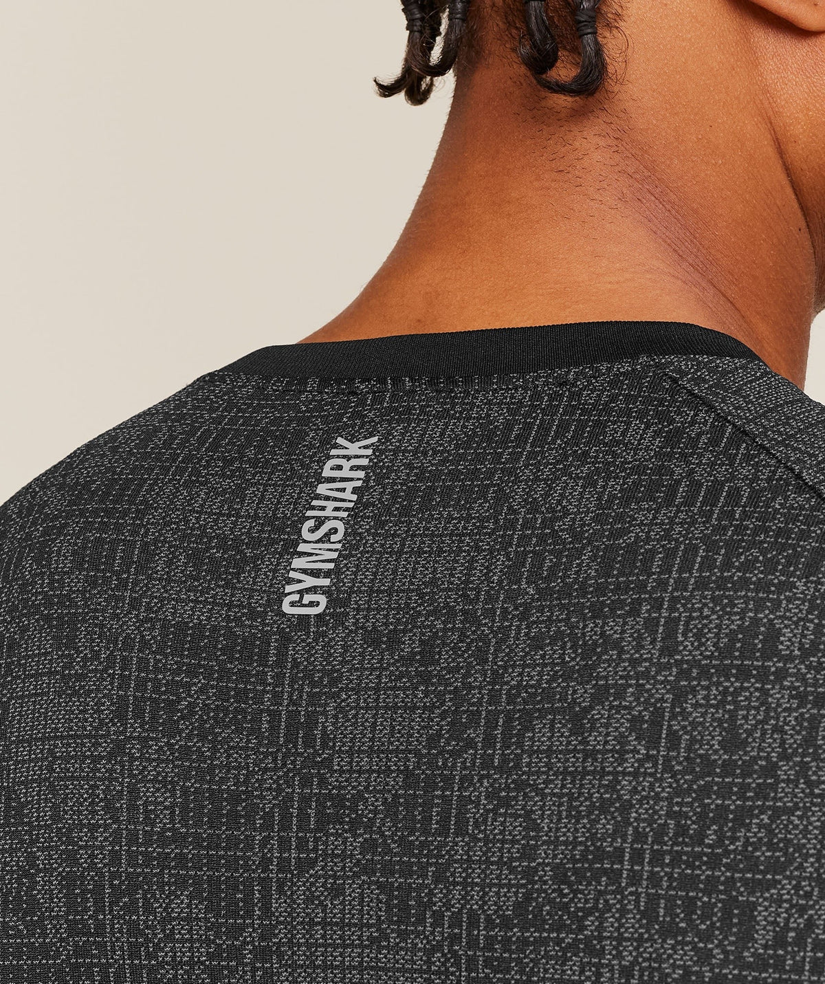 Gymshark Geo Seamless Grid Tee - Black/Smokey Grey