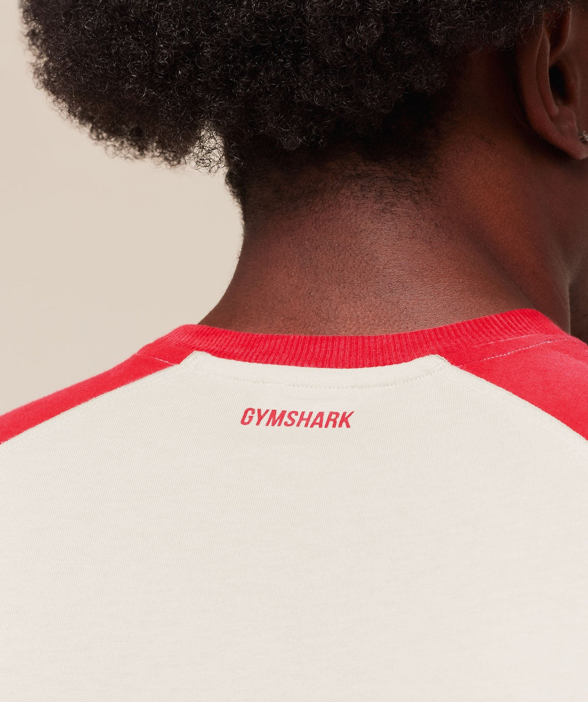Gymshark Retro Collegiate 3/4 Sleeve Tee - Tinted White/Athletic Red