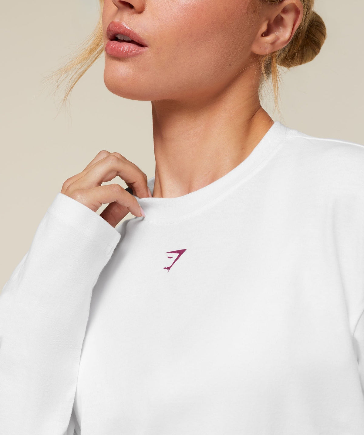 Gymshark For The Ones Who Show Up Graphic Long Sleeve Top - White