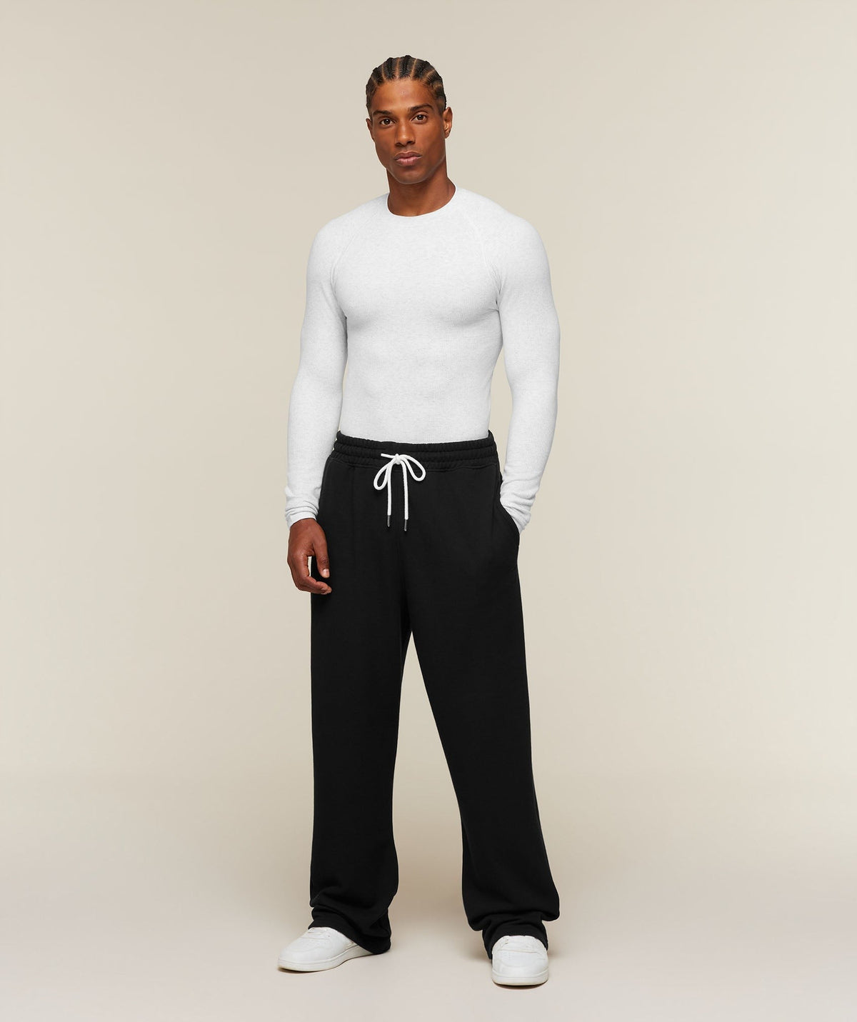 Gymshark Cotton Seamless Long Sleeve Tee - White Grey Marl