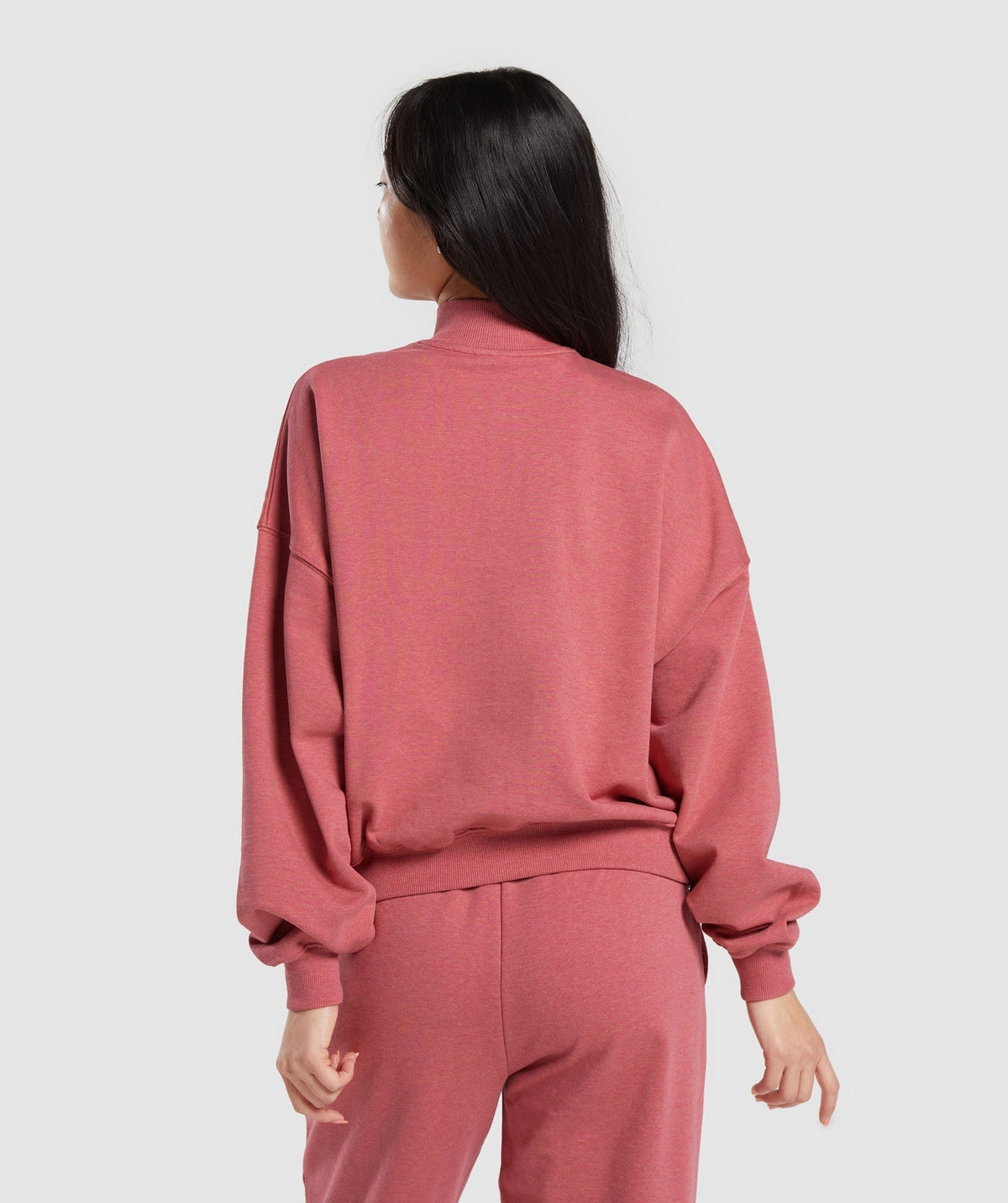 Gymshark Rest Day Sweats 1/2 Zip Pullover - Bros Heritage Pink Marl