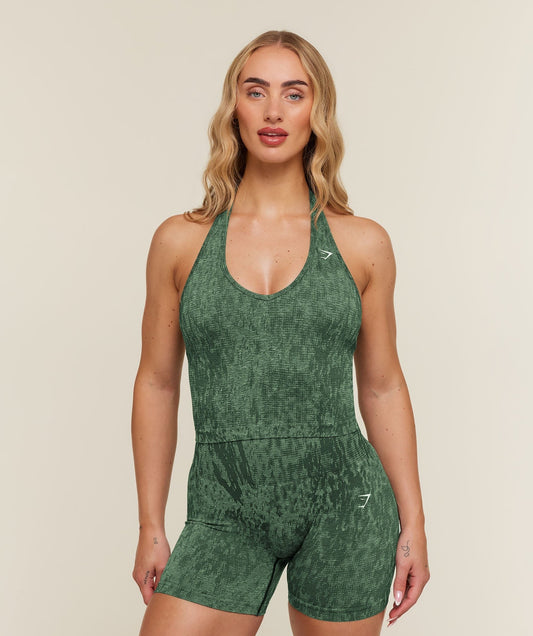 Gymshark Adapt Animal x Whitney Halter Neck Shelf Cami - Earth Green/Sprint Green