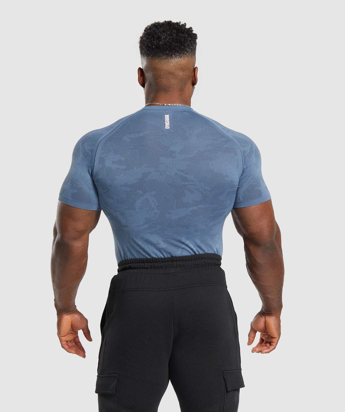 Gymshark Geo Seamless Tee - Faded Blue/Titanium Blue
