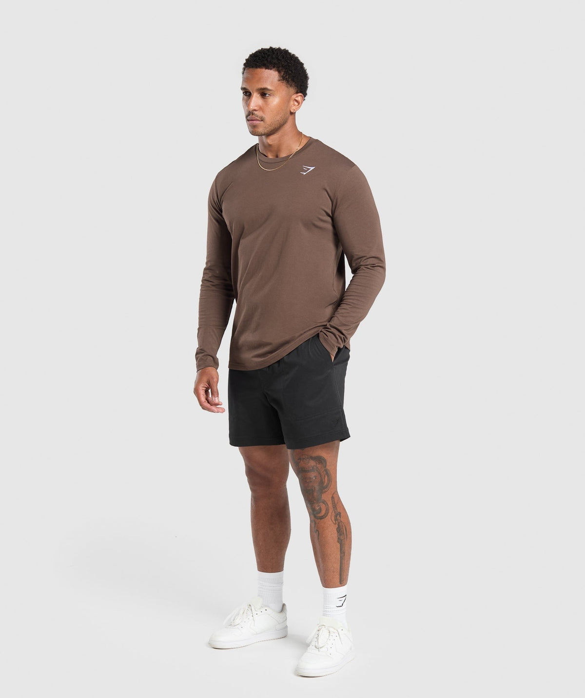 Gymshark Crest Long Sleeve Tee - Walnut Brown