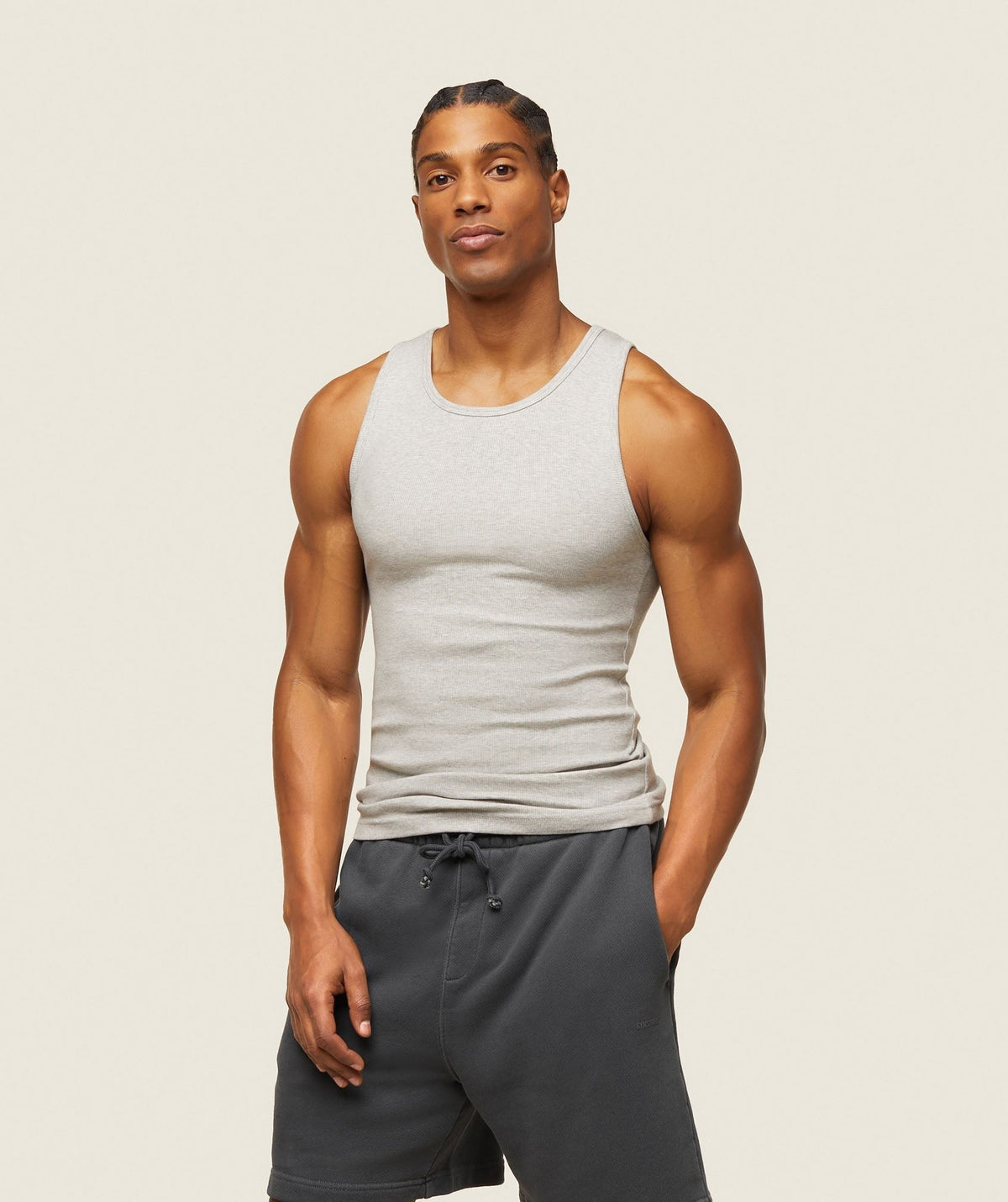 Gymshark Lifestyle Ribbed Tank - Light Grey Core Marl