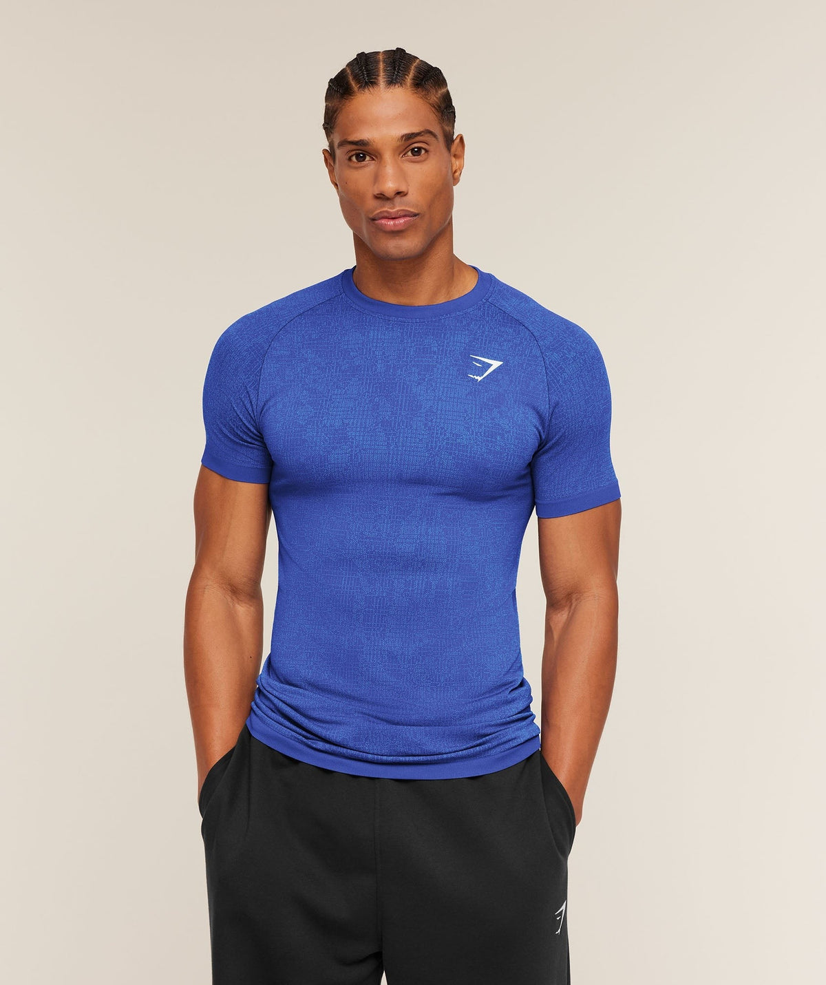 Gymshark Geo Seamless Grid Tee - Force Blue/Steady Purple