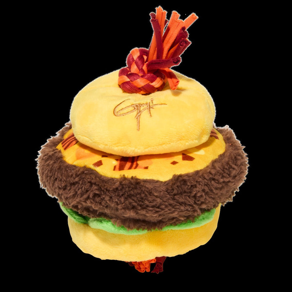 Barkin' Cheese Burger Plush Tug Dog Toy