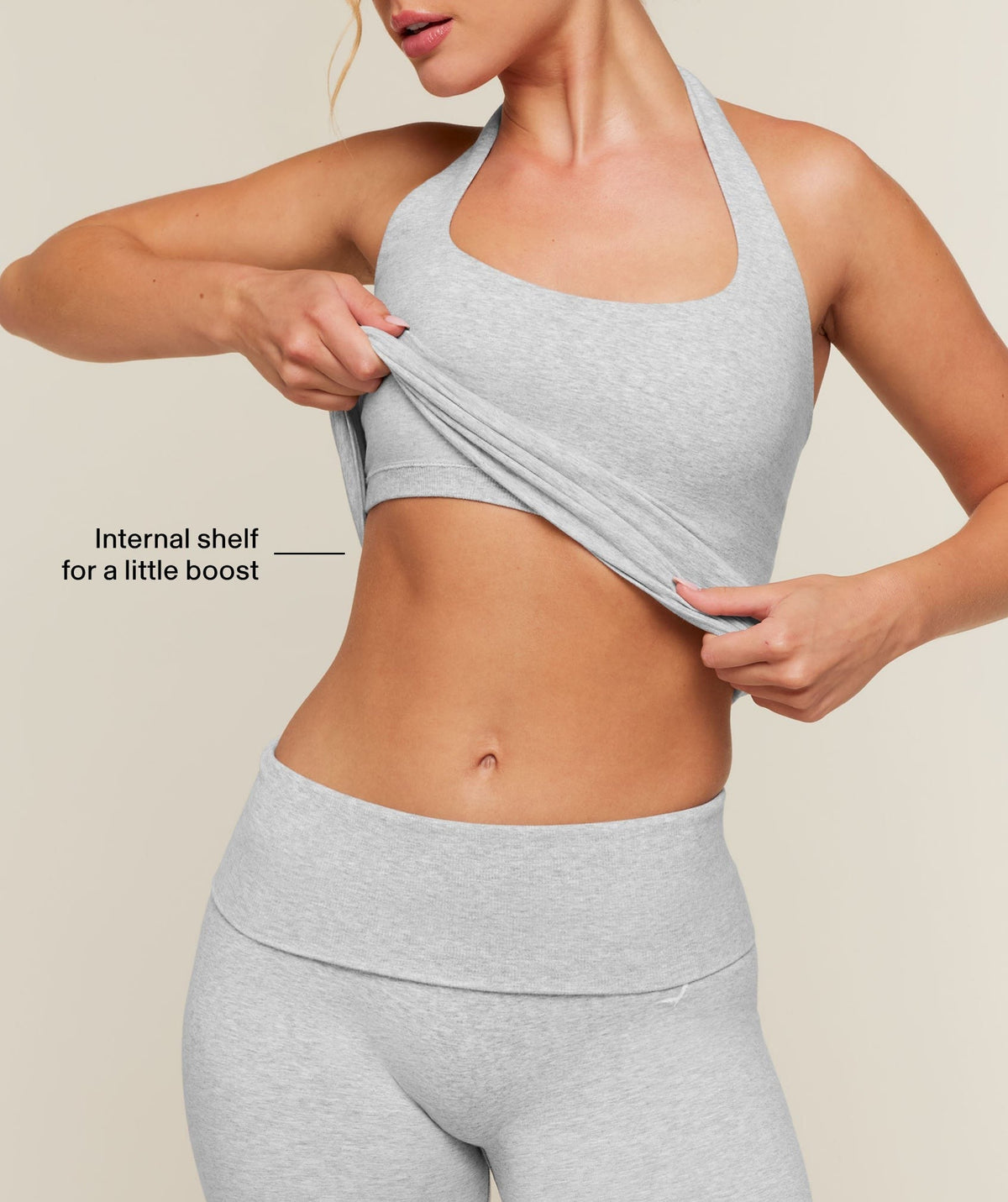 Gymshark CottonMoveTM Halterneck Top - Soft Grey Marl