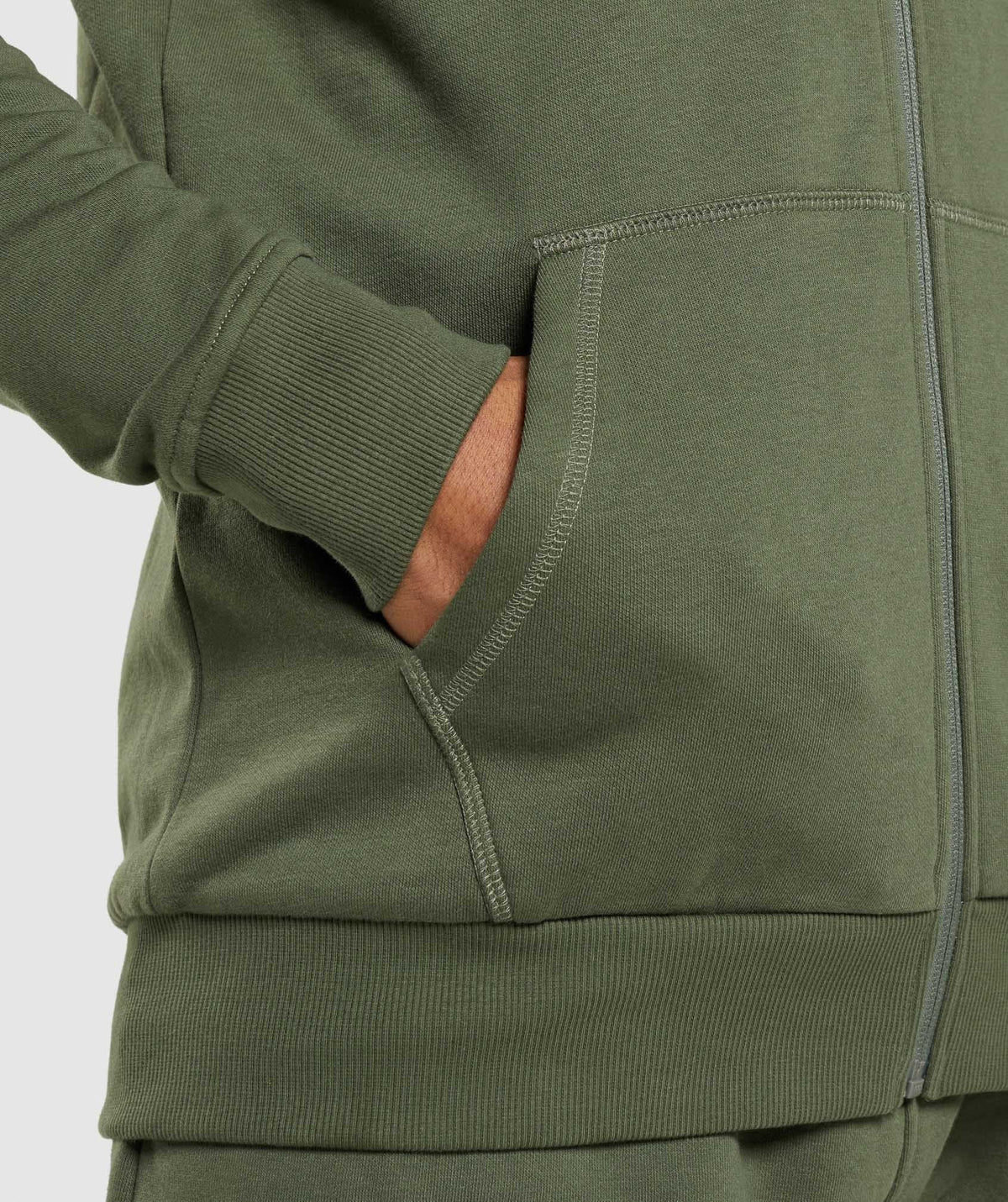 Gymshark Crest Zip Up Hoodie - Core Olive
