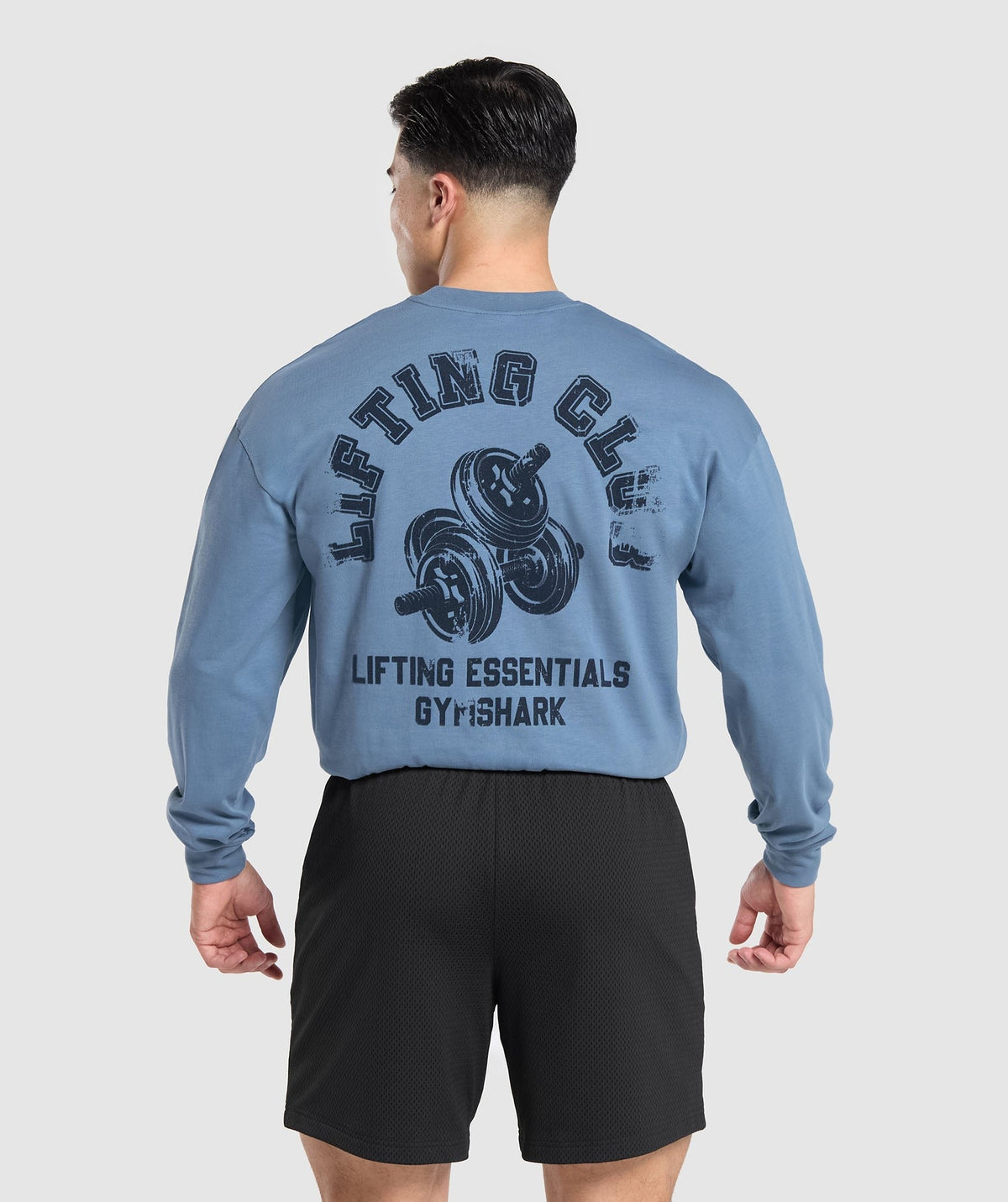 Gymshark Dumbbells Long Sleeve Tee. - Faded Blue