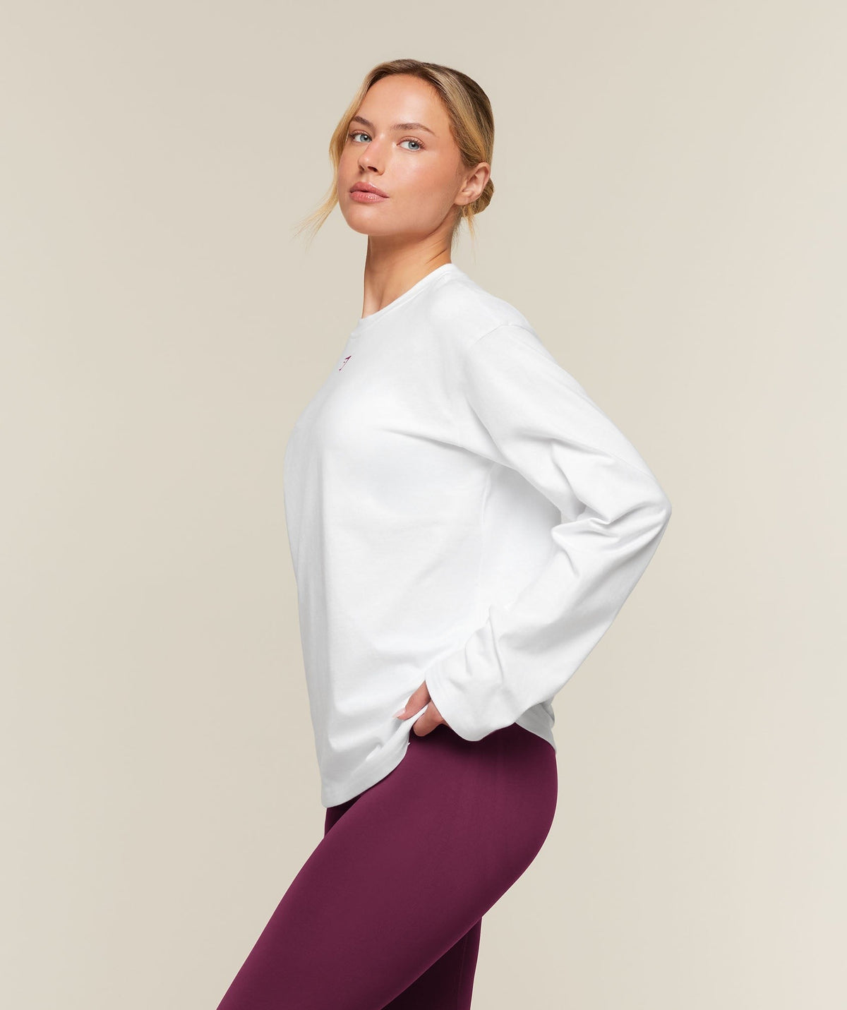 Gymshark For The Ones Who Show Up Graphic Long Sleeve Top - White