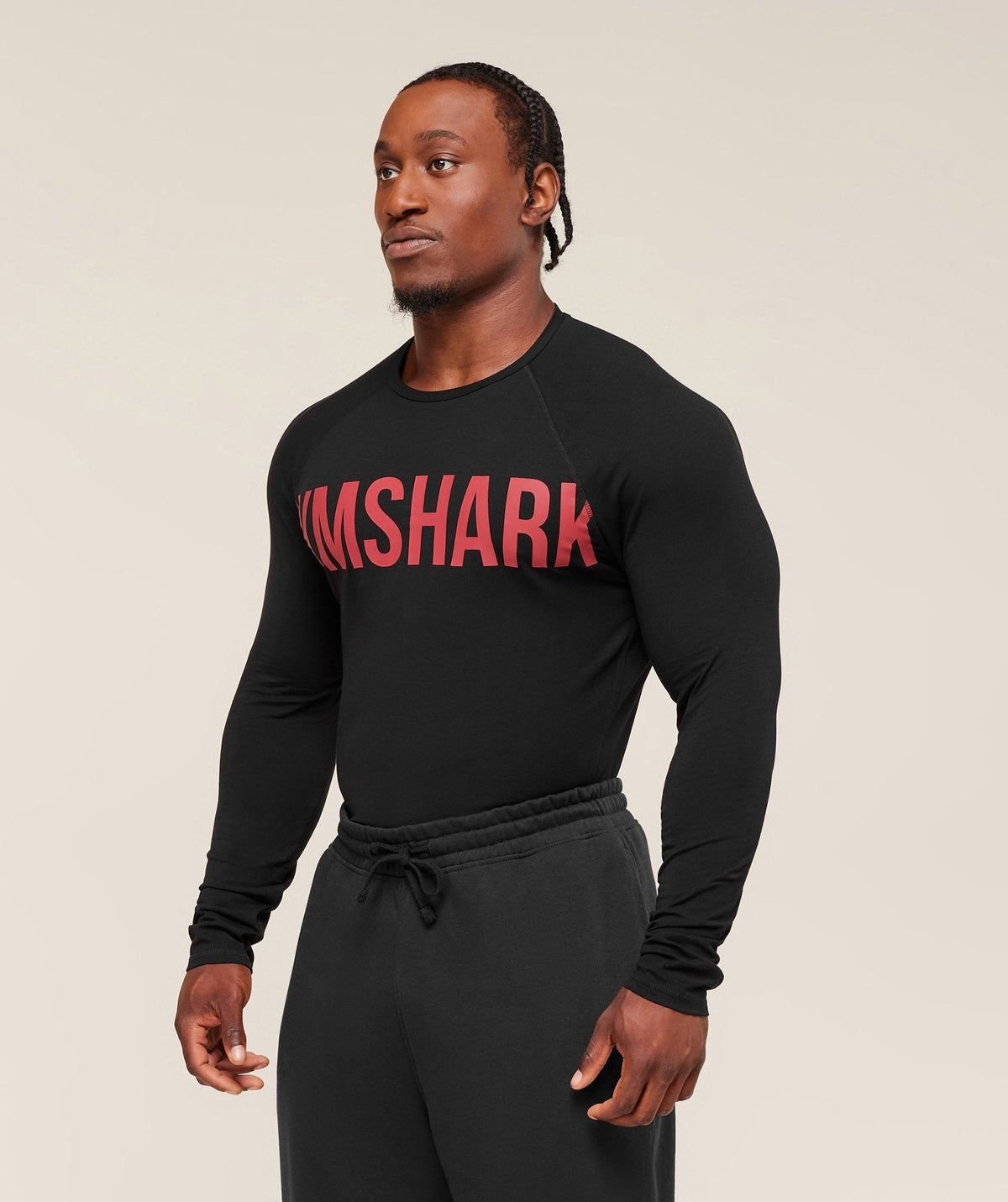 Gymshark Prime Long Sleeve Tee - Black/Vivid Red