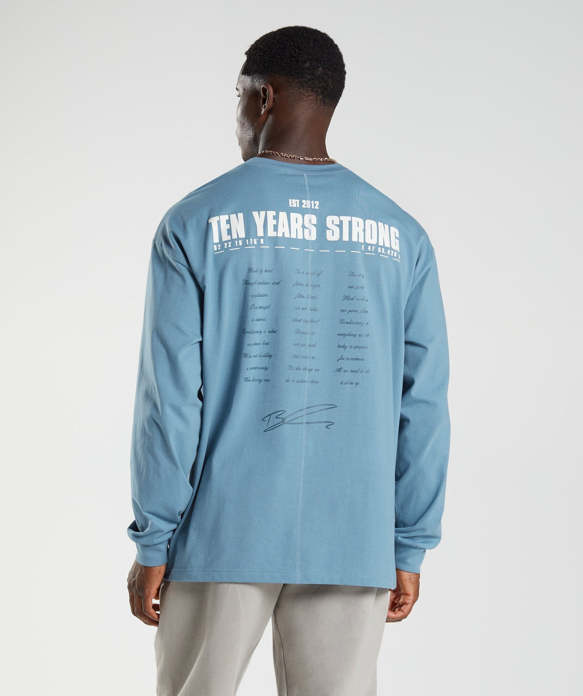 Gymshark GS 10 Year Oversized Long Sleeve Tee - Blue