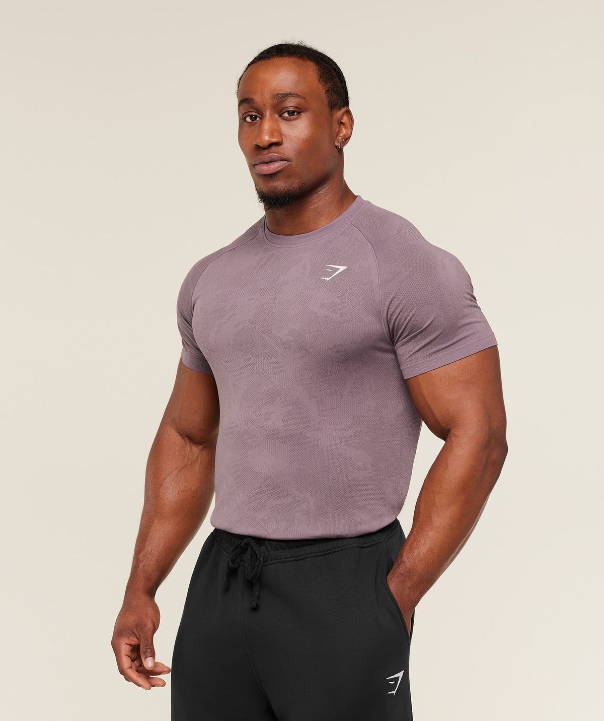 Gymshark Geo Seamless Tee - Dusk Purple/Cool Brown