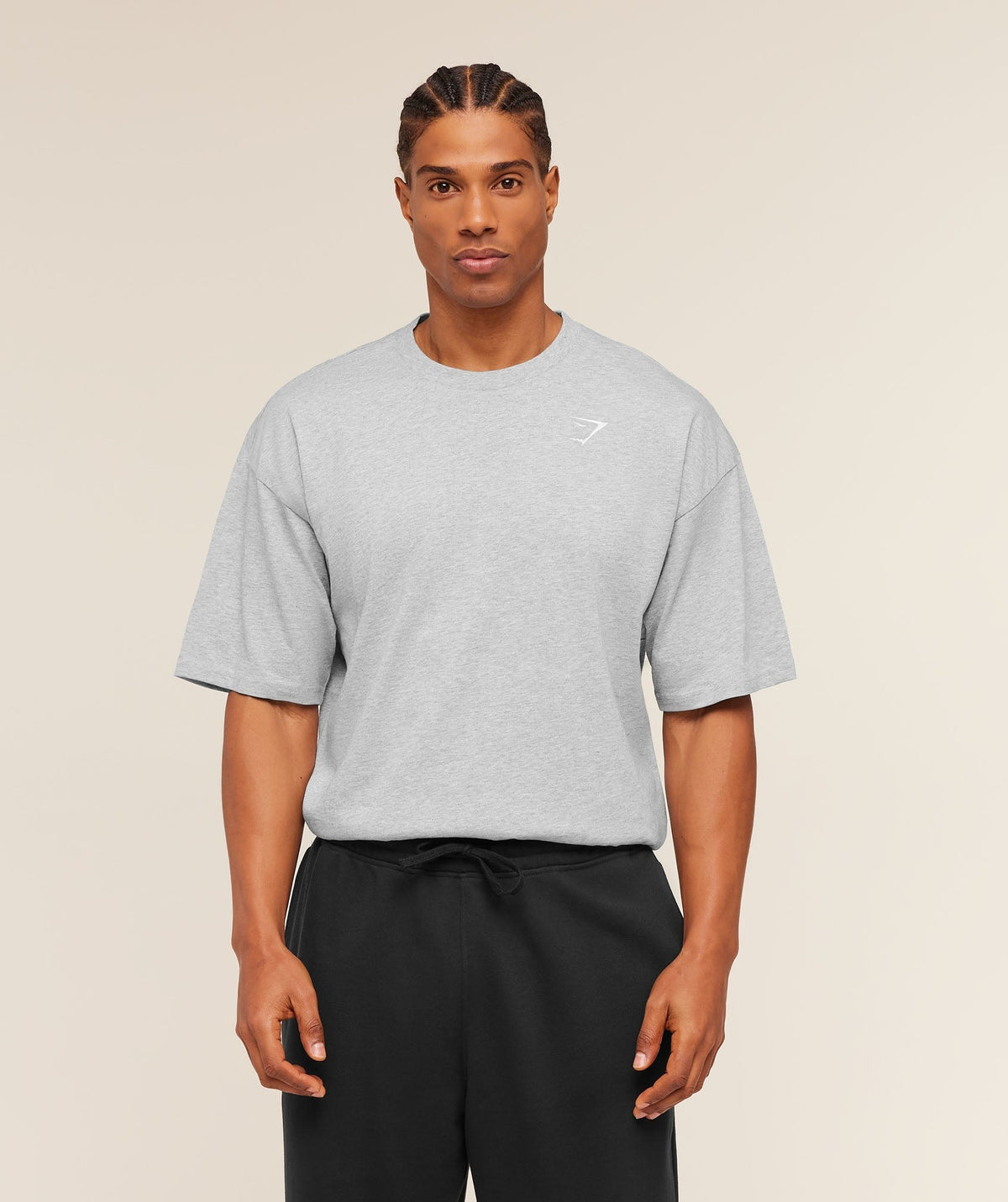 Gymshark Crest Oversized Tee - Light Grey Core Marl