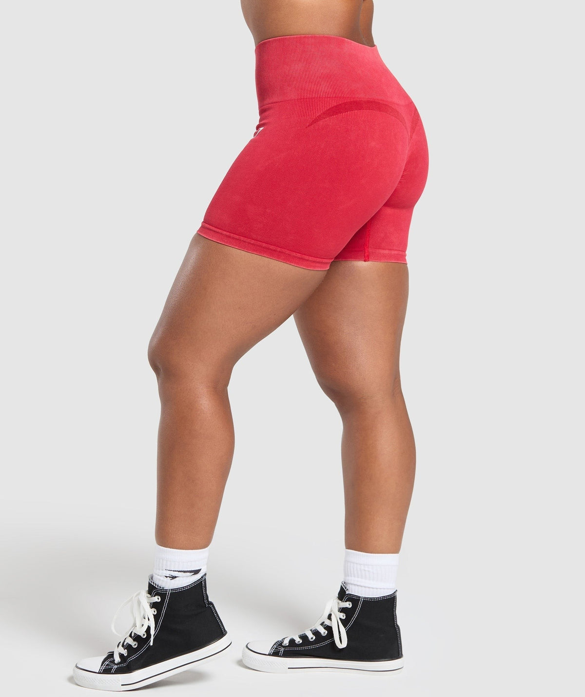 Gymshark Gains Seamless Washed Short - Carmine Red/Wash