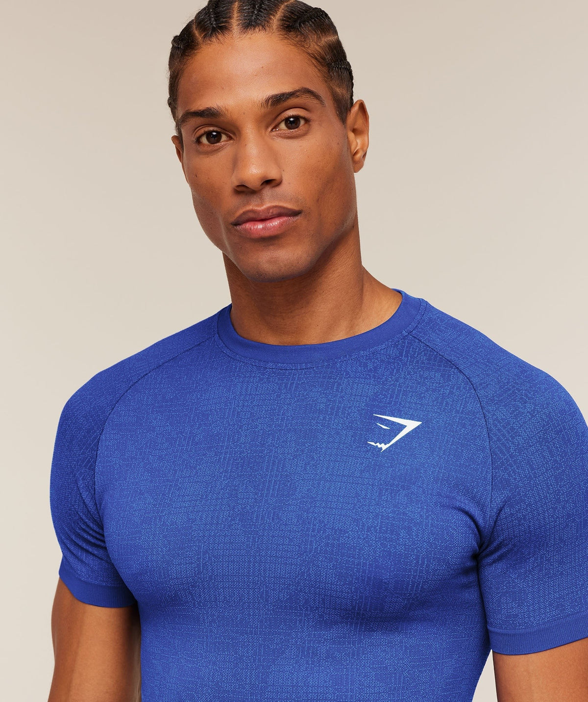 Gymshark Geo Seamless Grid Tee - Force Blue/Steady Purple