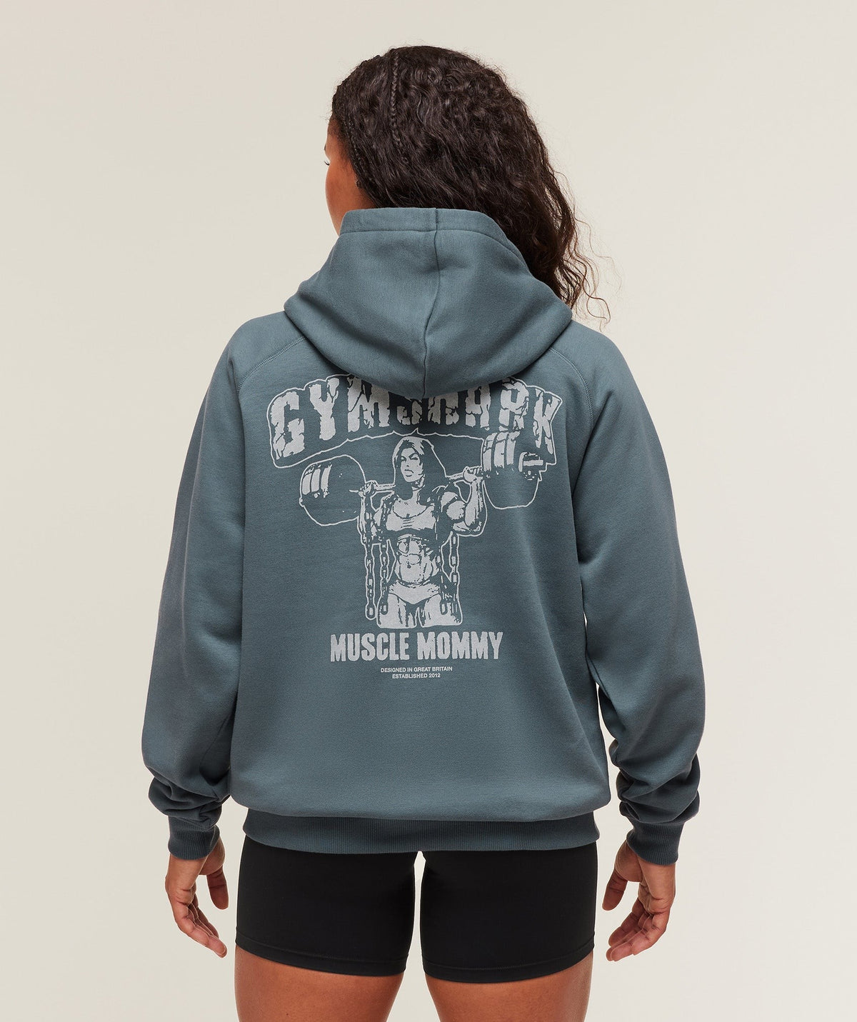 Gymshark Gritty Muscle Mommy Graphic Hoodie - Titanium Blue