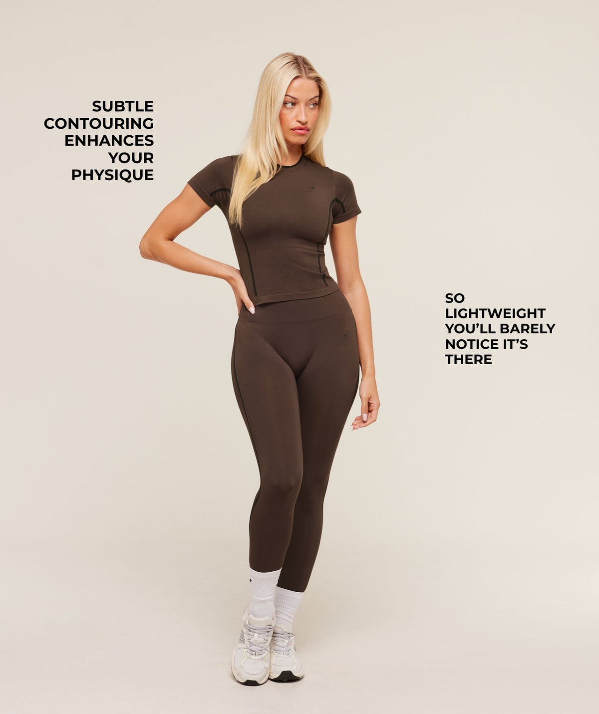 Gymshark Everyday Seamless Contrast Tee - Archive Brown/Black