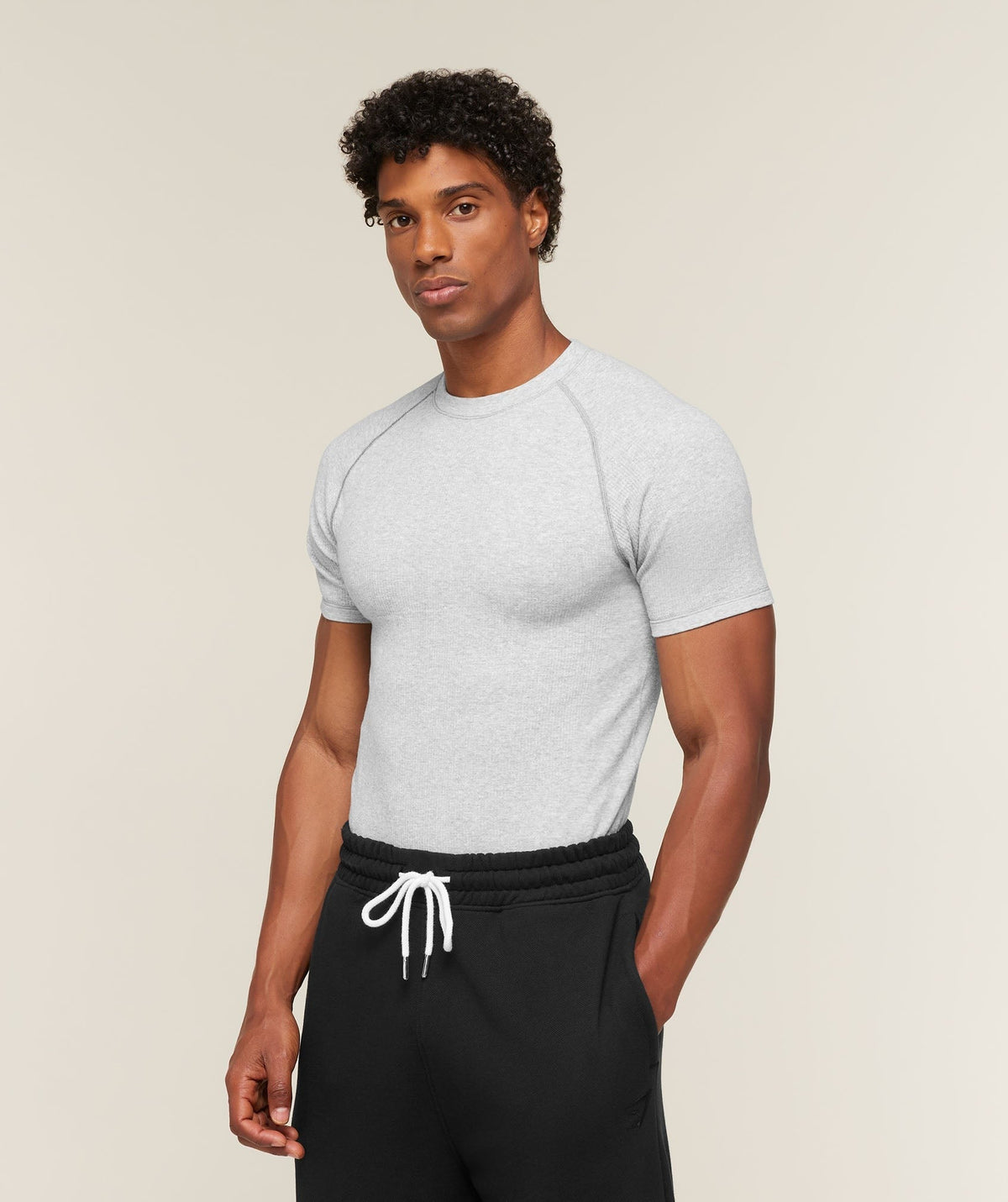 Gymshark Cotton Seamless Tee - Soft Grey Marl