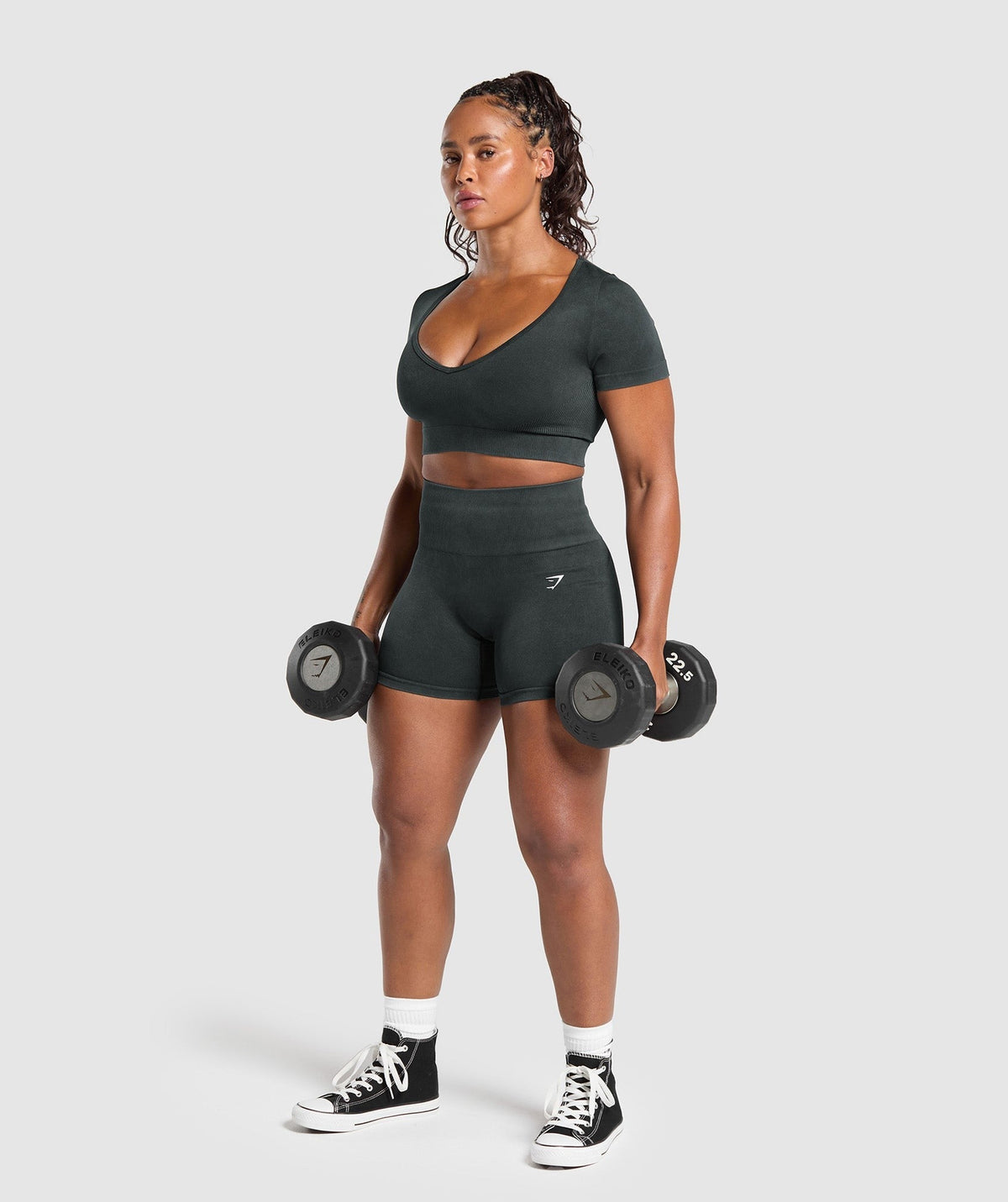 Gymshark Gains Seamless Washed Crop Top - Black