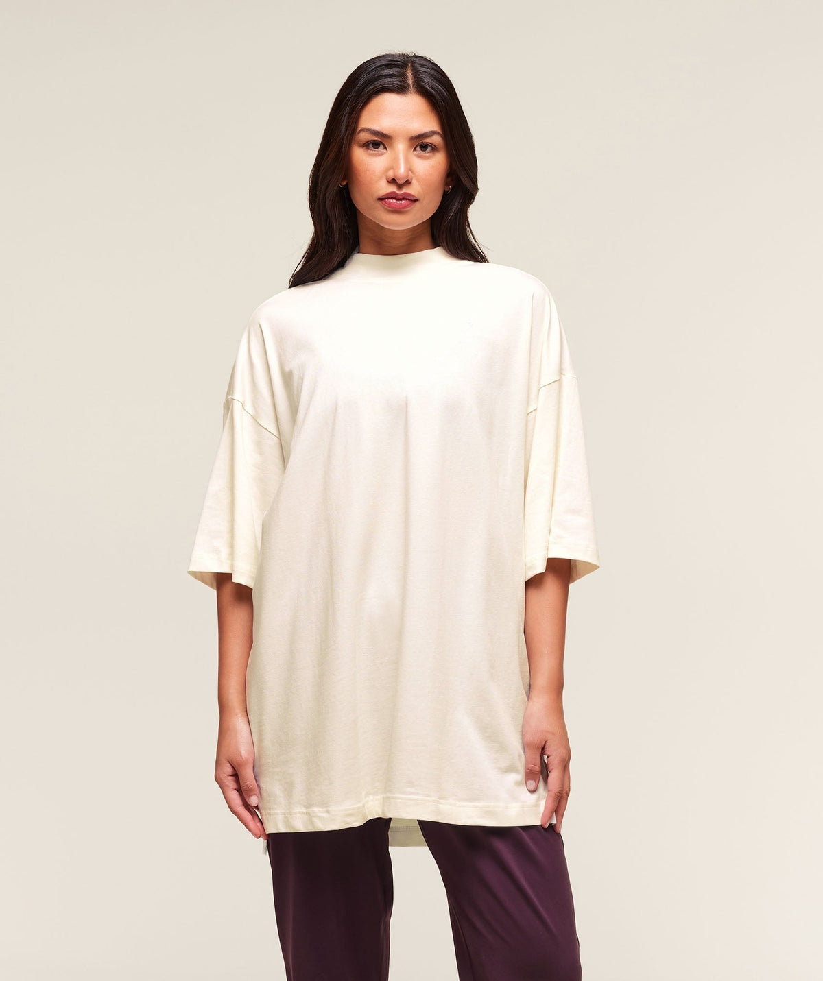 Gymshark Covered Longline Cotton Tee - Soft White