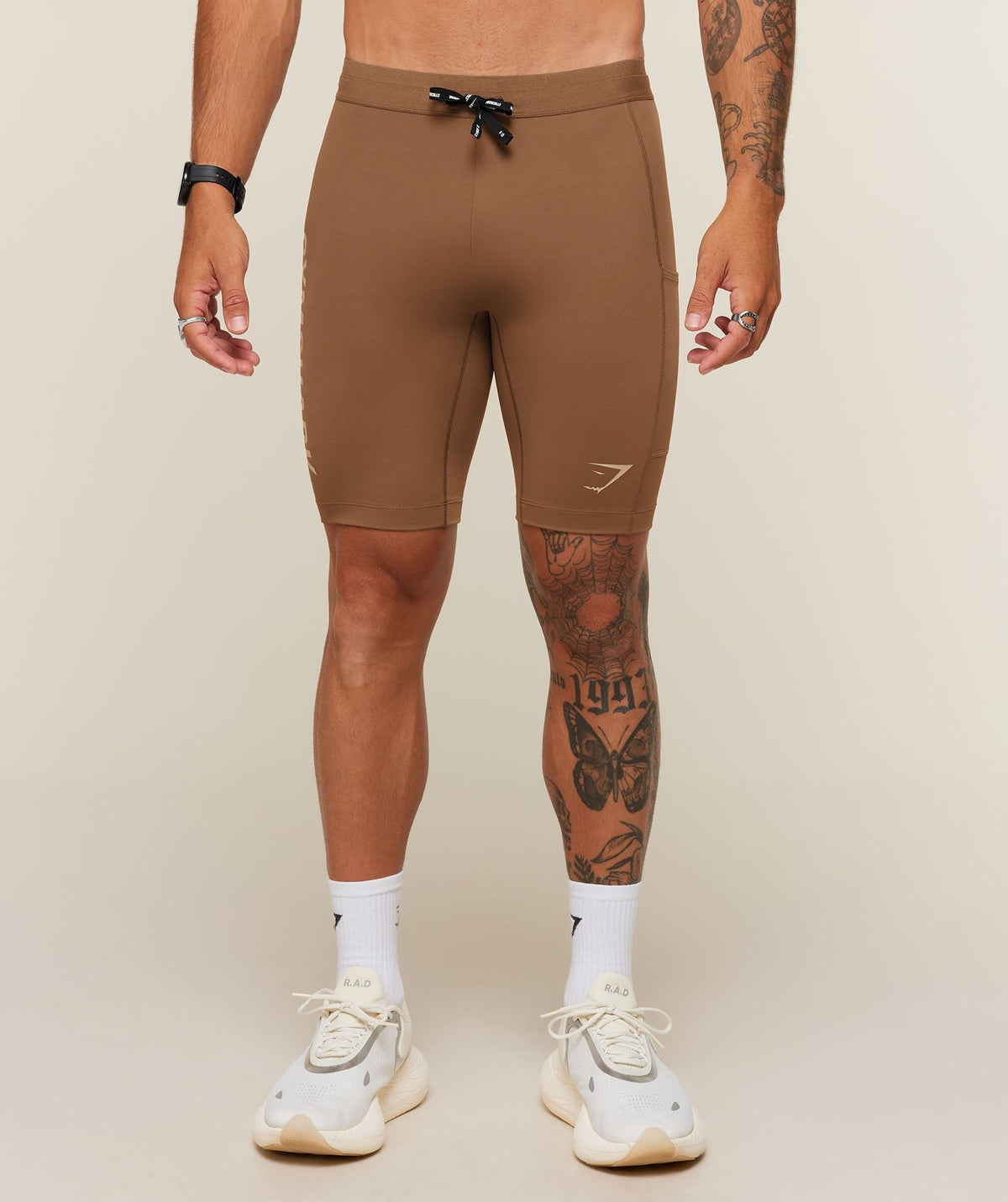 Gymshark Conditioning Club Half Tight - Trail Brown/Vanilla Beige