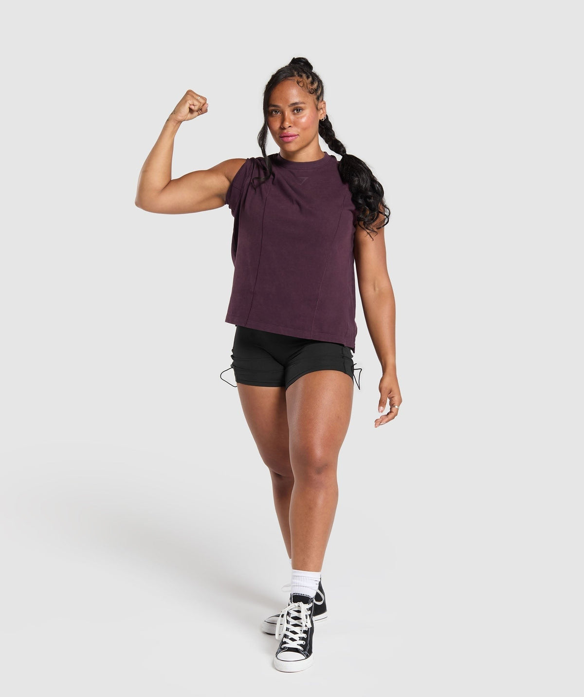 Gymshark Power Tee - Depth Purple/Acid Wash Small Ball