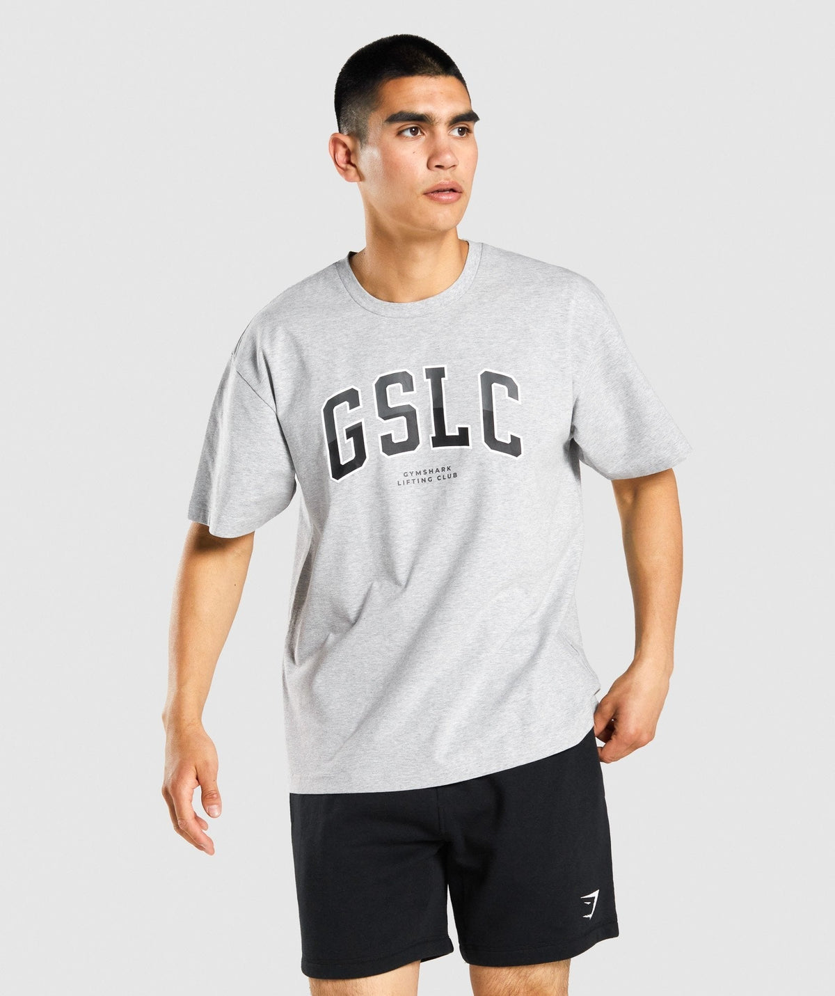 Gymshark GSLC Collegiate Oversized Tee - Light Grey Marl