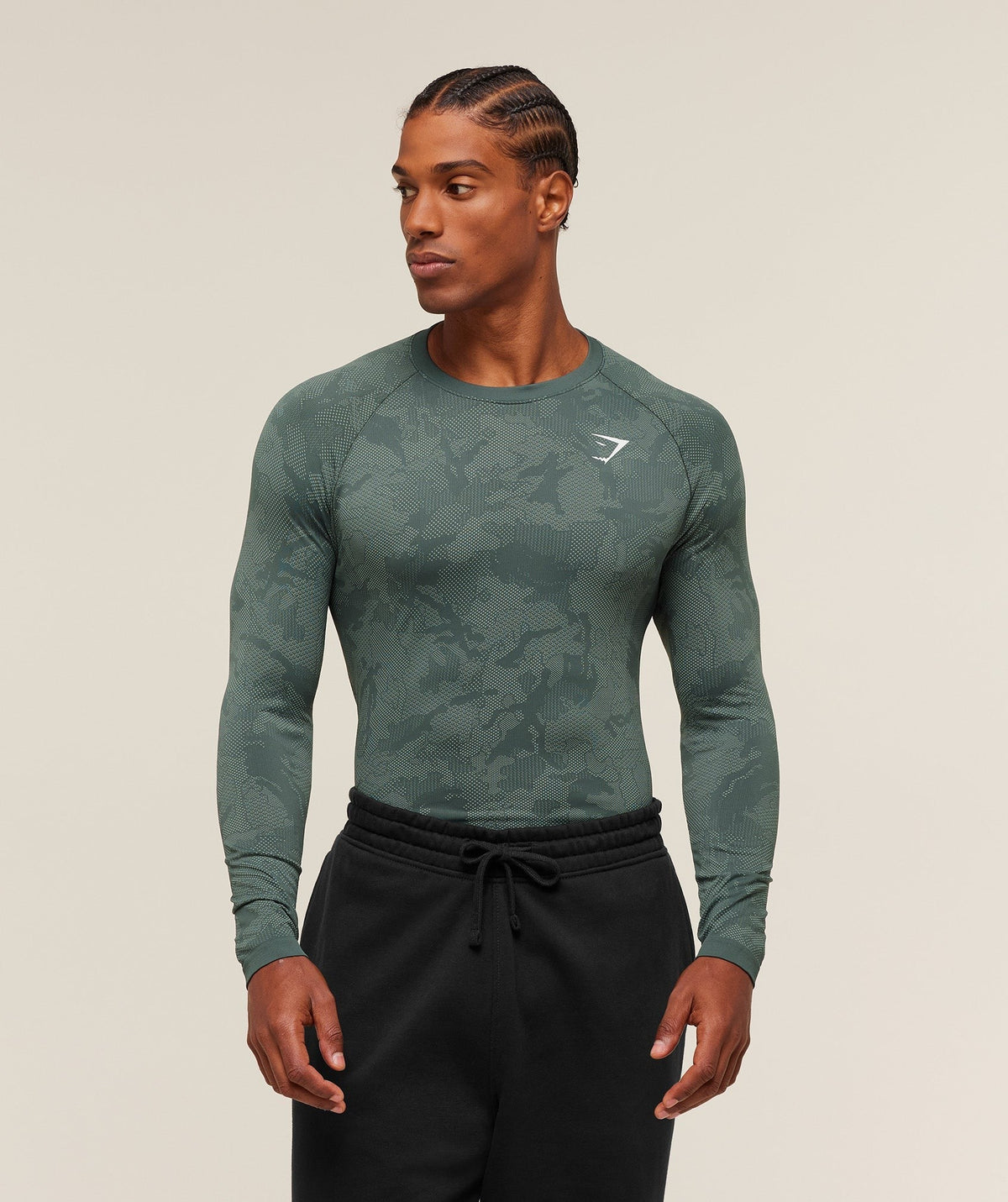 Gymshark Geo Seamless Long Sleeve Tee - Slate Teal/Denim Grey