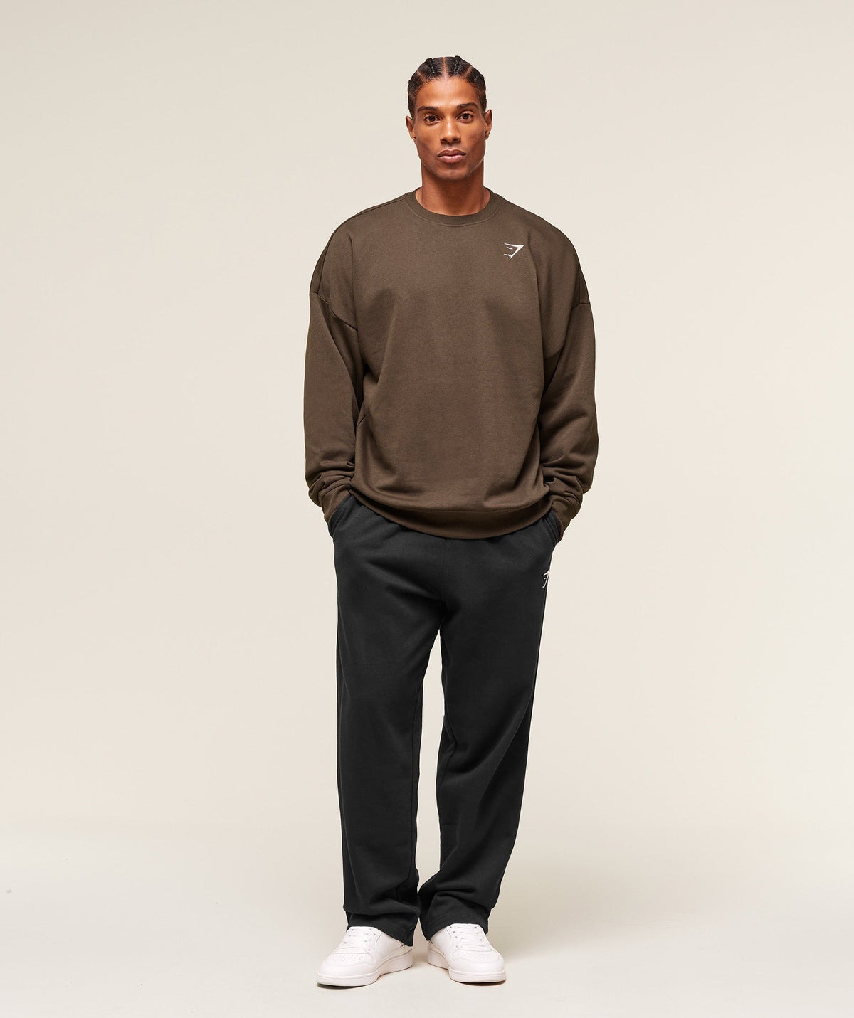 Gymshark Crest Oversized Crew - Archive Brown