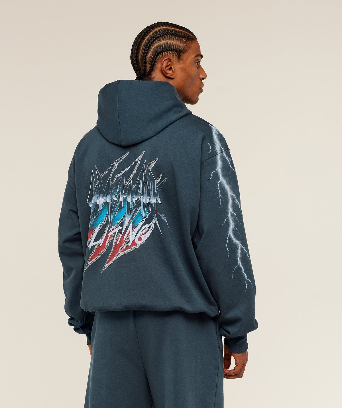 Gymshark Eagle Band Style Graphic Hoodie - Stealth Blue